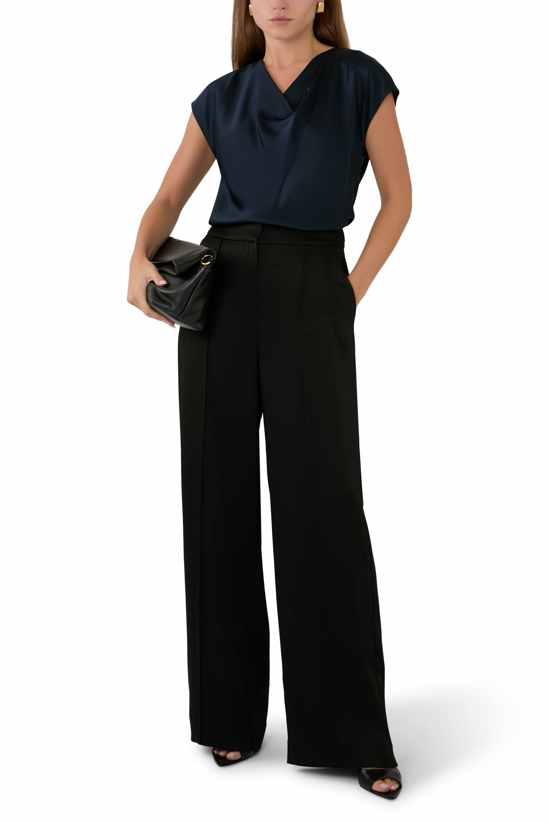 Cowl Neck Cap Sleeves Blouse