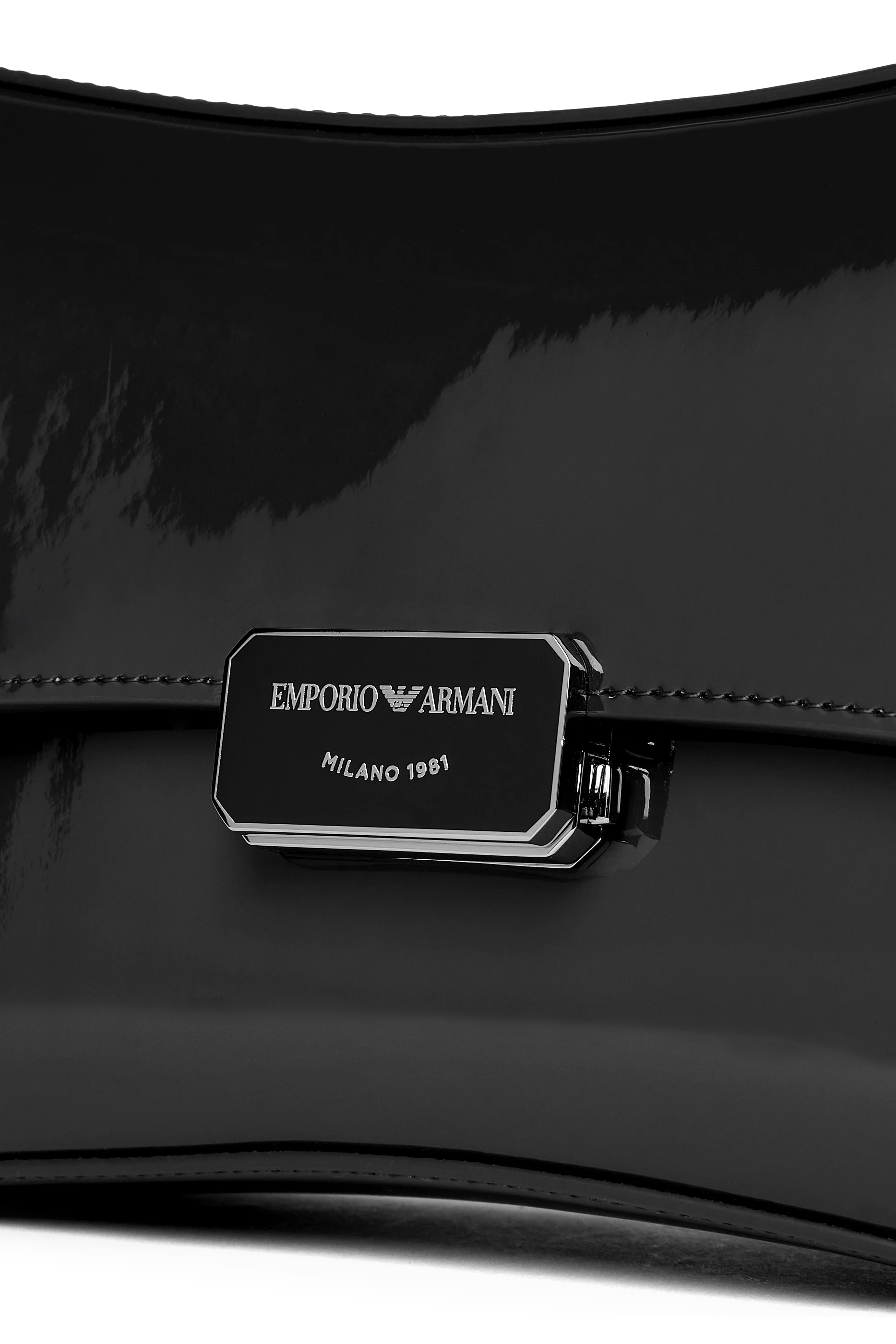 Patent-Effect Shoulder Bag