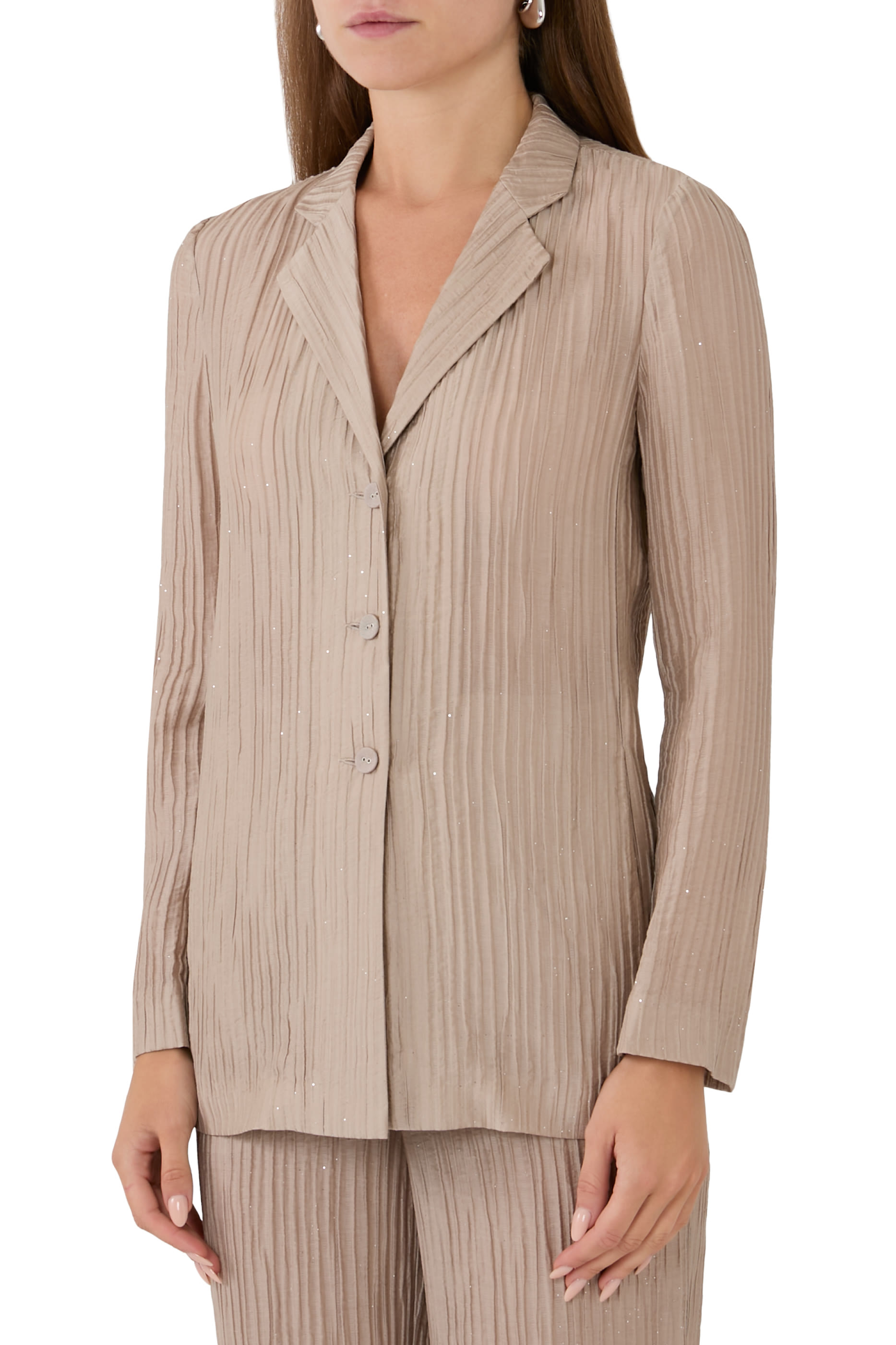 Button-Up Pleated Shirt