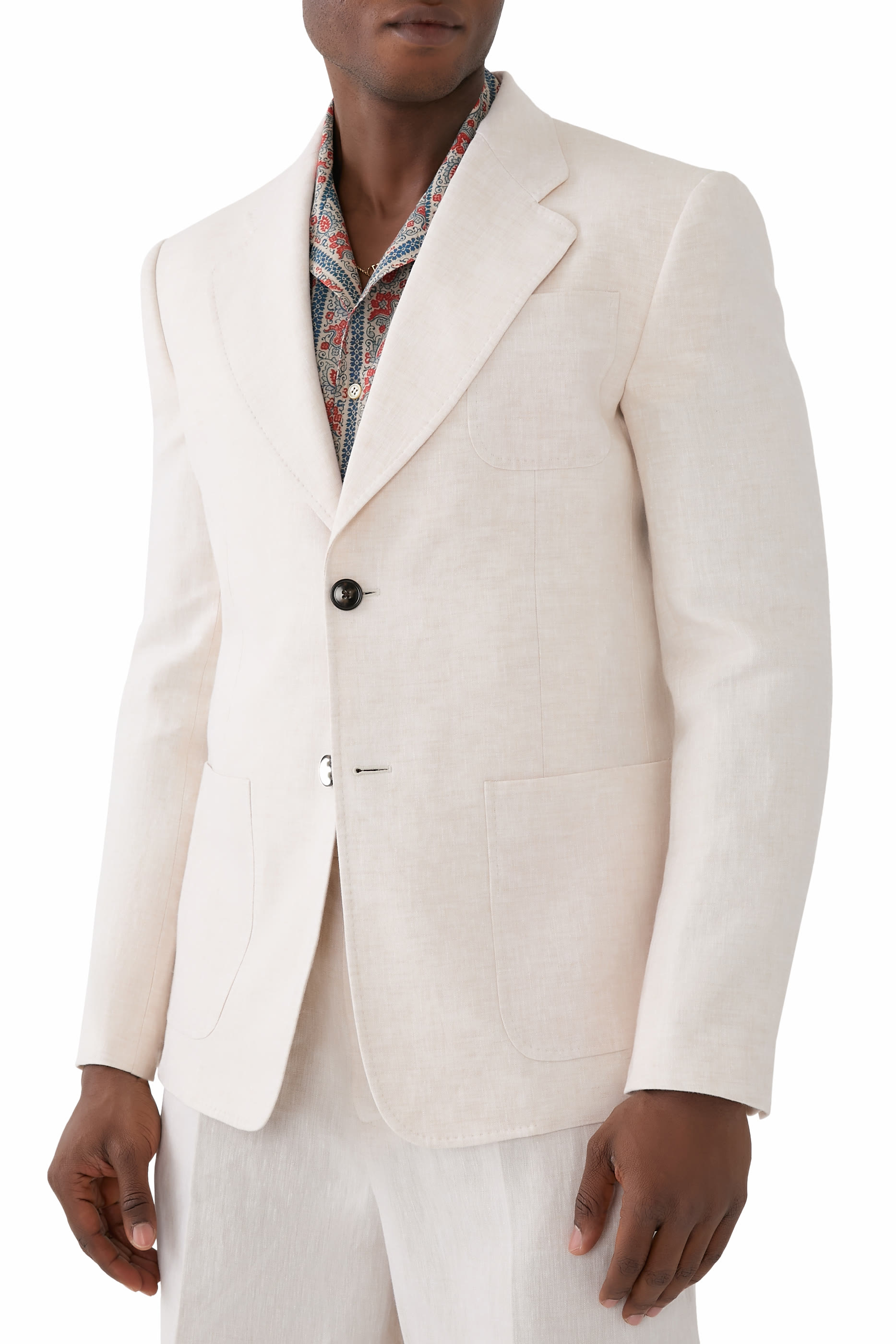 Single-Breasted Wool Gabardine Jacket