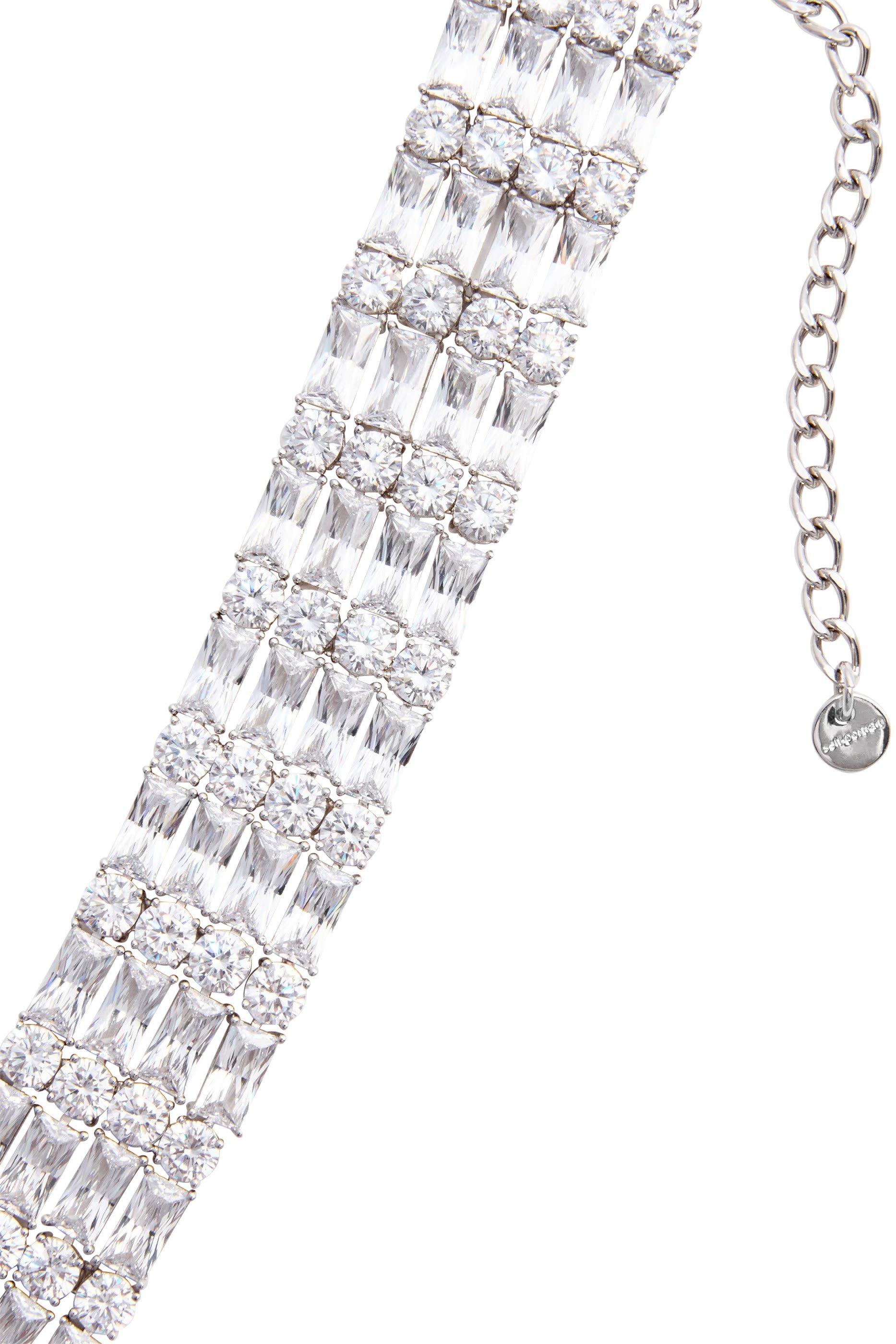 Silver Crystal Choker, Brass & Cubic Zirconia