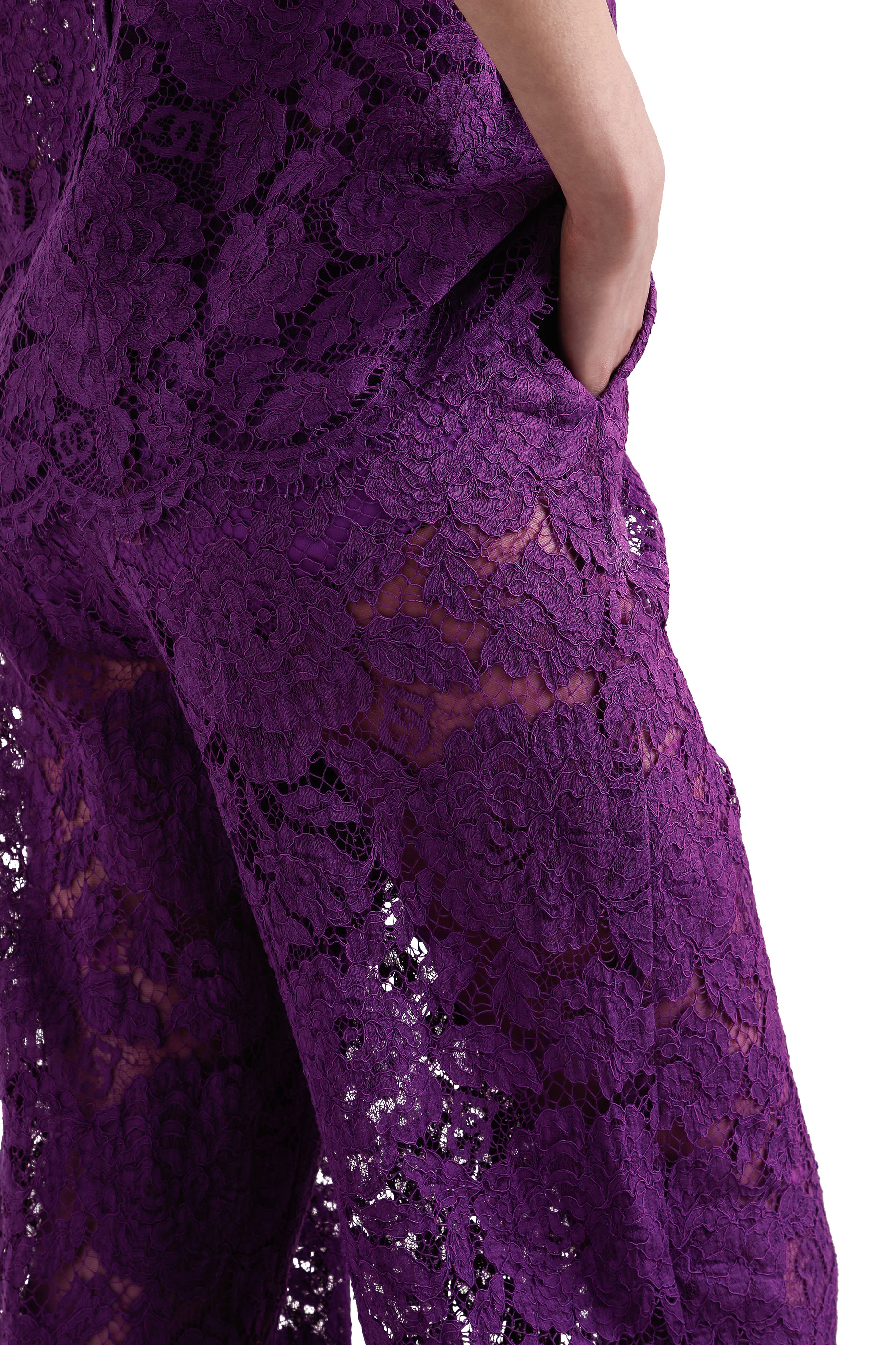 Flared Floral Cordonetto Lace Pants