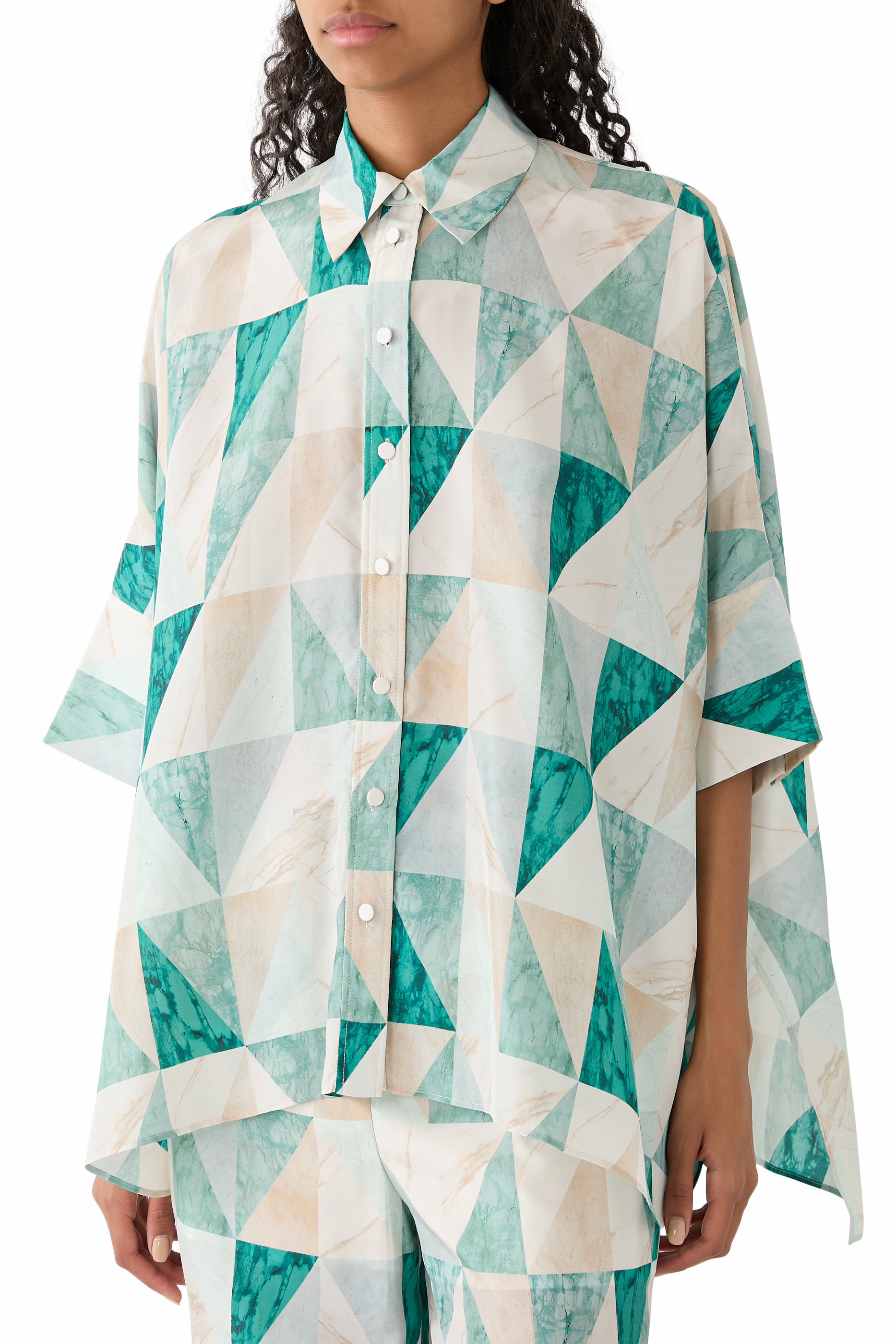 Arcole Marble Print Silk Shirt
