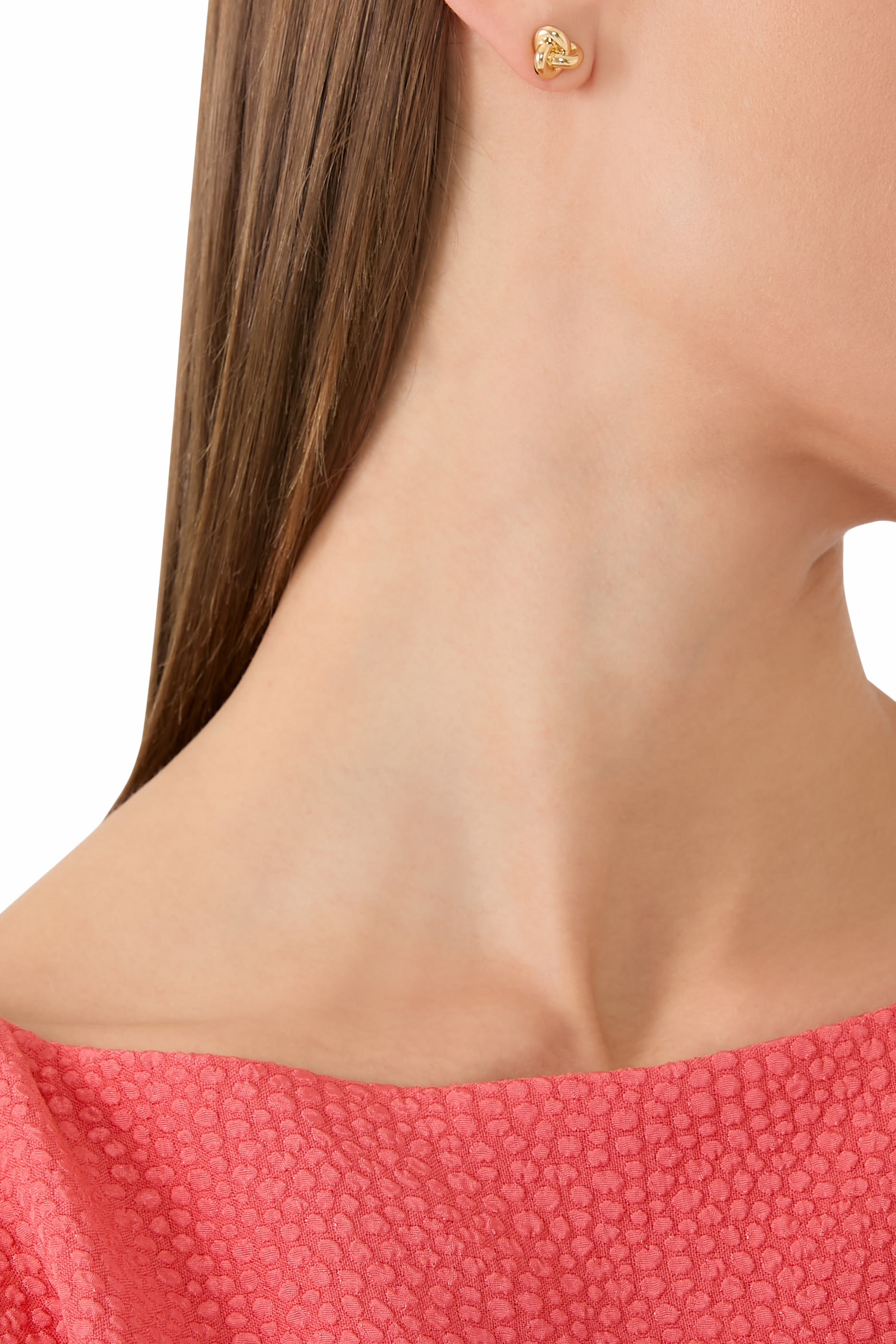 Double Knot Studs, Plated Metal & Cubic Zirconia, Titanium Posts