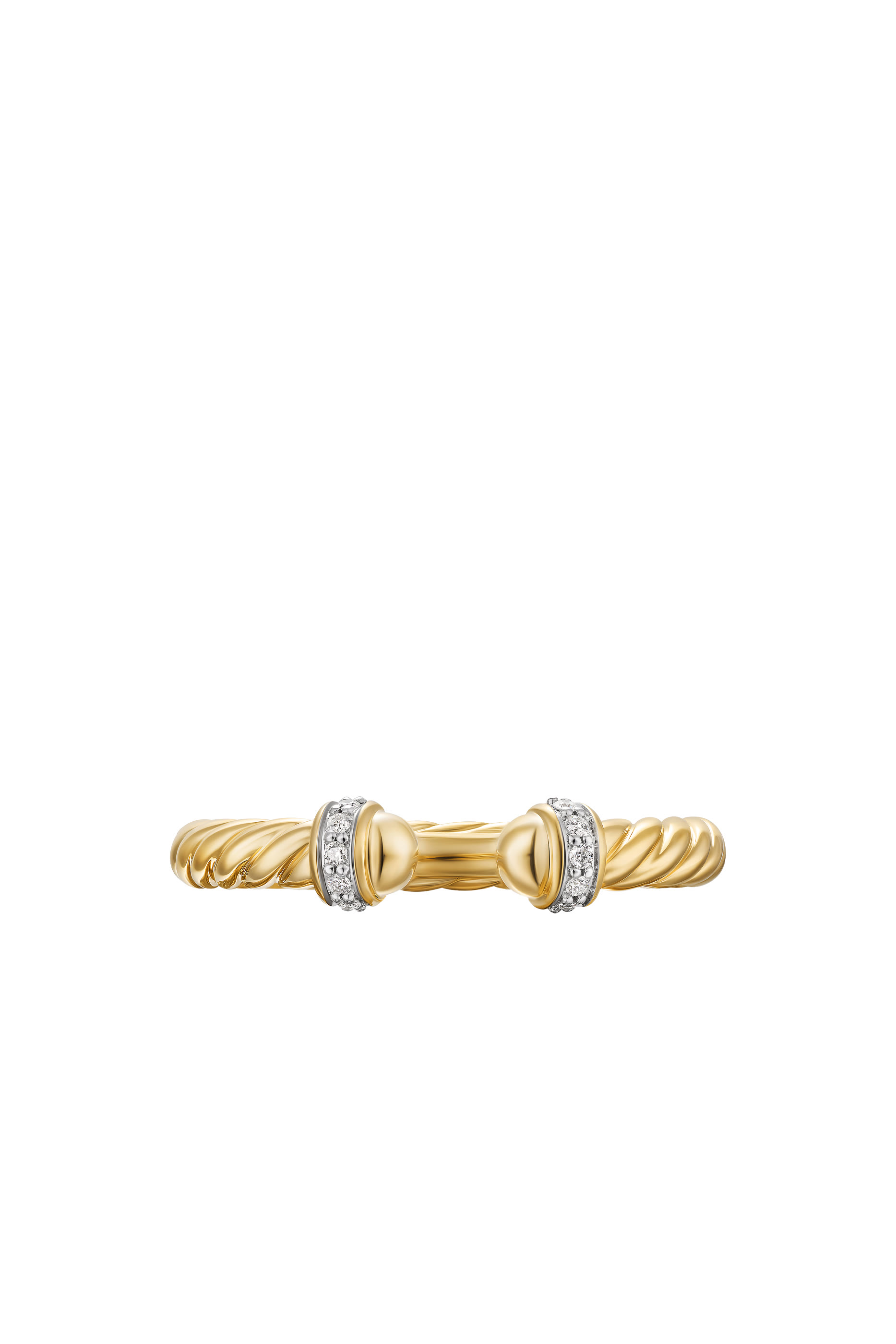 Cable Band Open Ring, 18K Yellow Gold & Diamonds