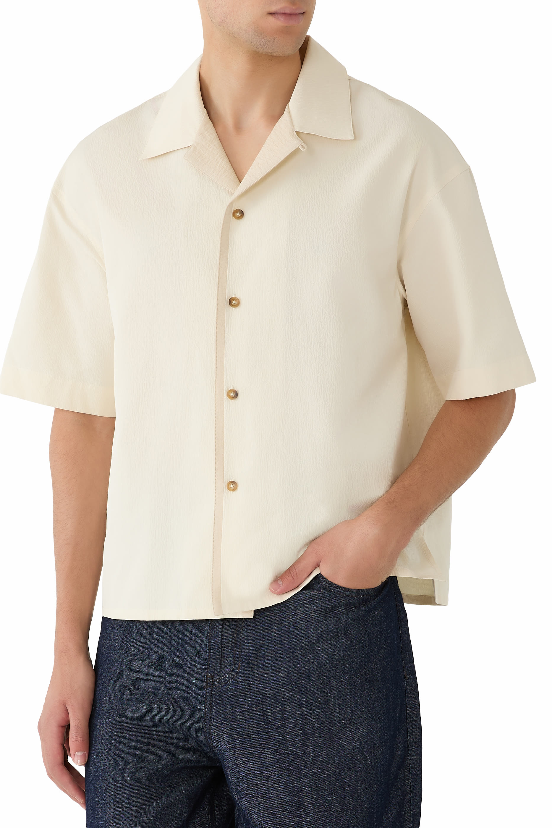 Open Collar Short Sleeve Shirt 