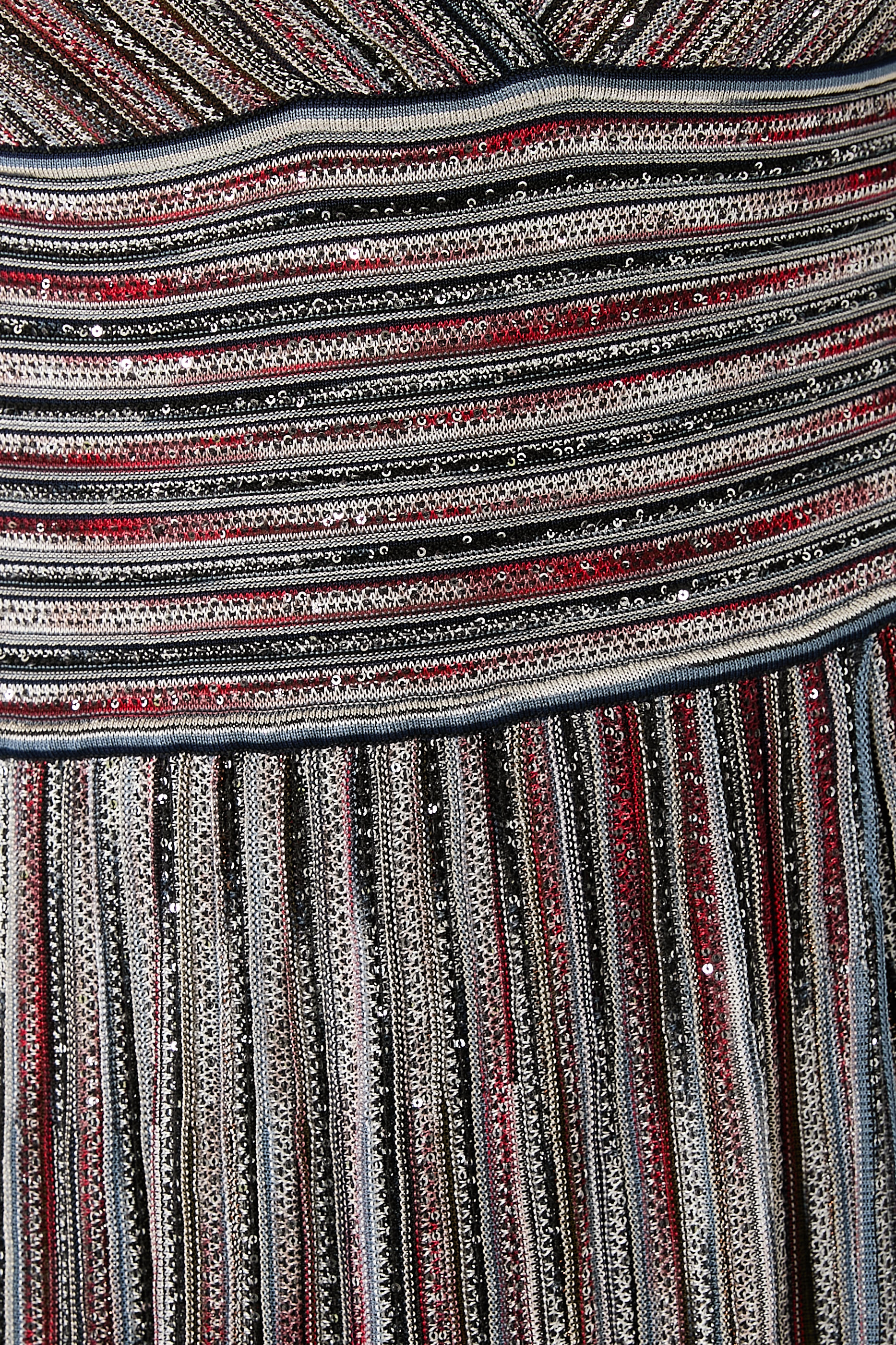 Partialized Knit Lurex Belted Long Dress