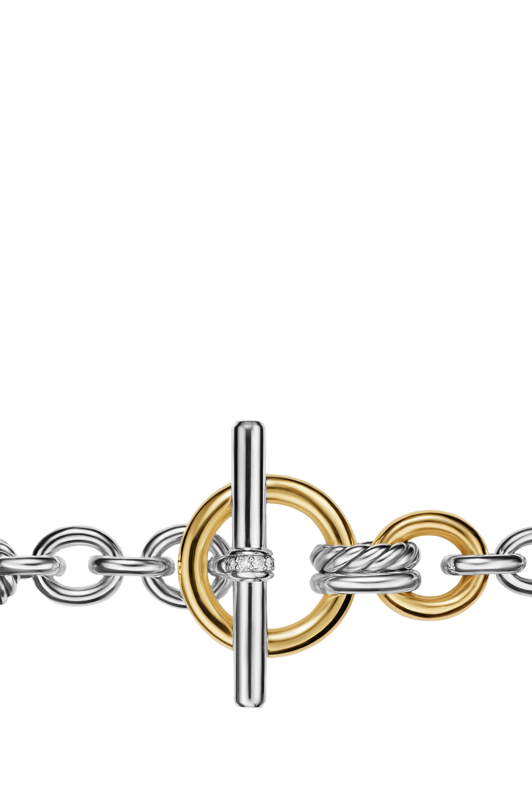 DY Mercer&reg; Toggle Chain Necklace, Sterling Silver with 18K Yellow Gold & Diamonds