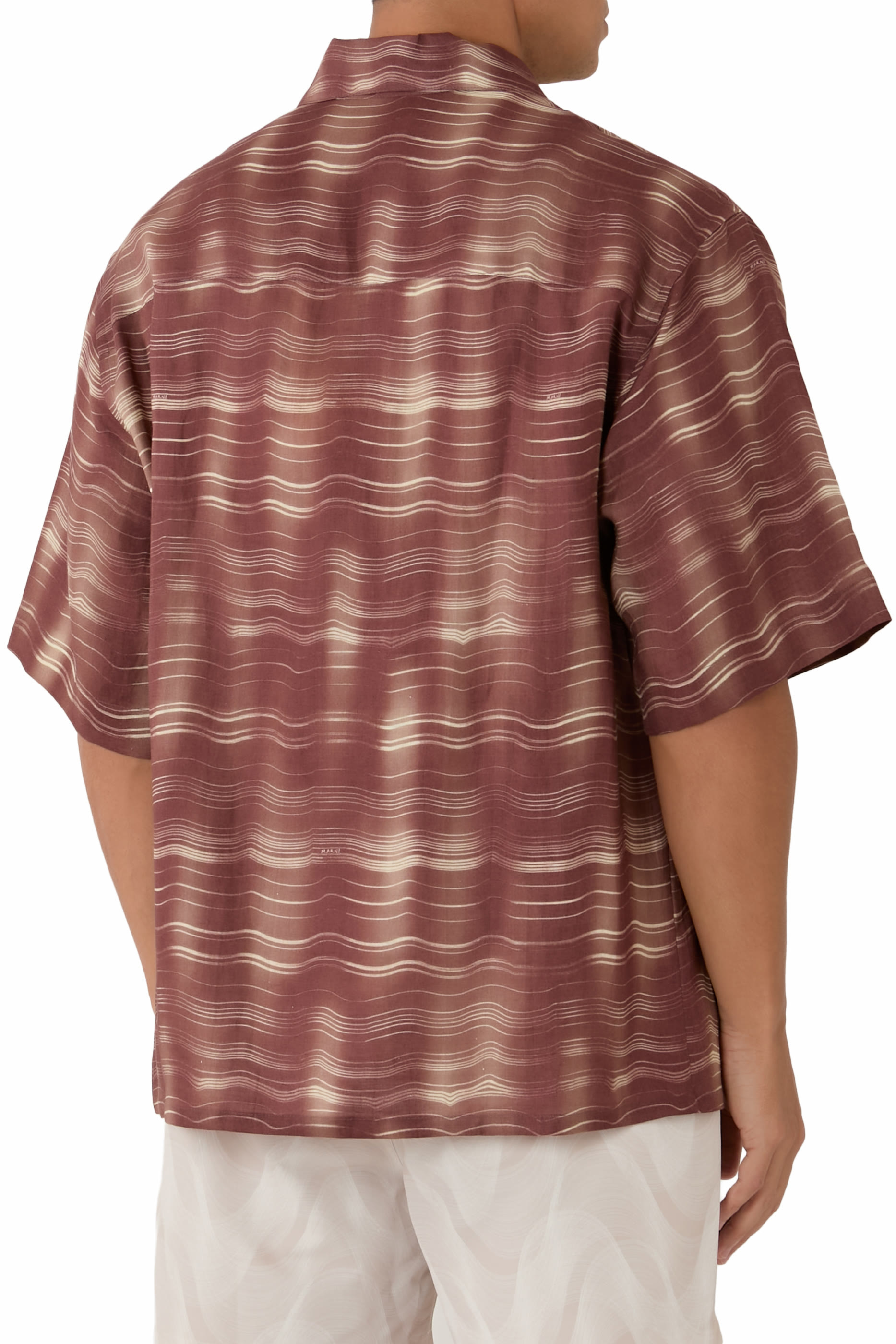 Short-Sleeved Bowling Shirt with Carousel Print