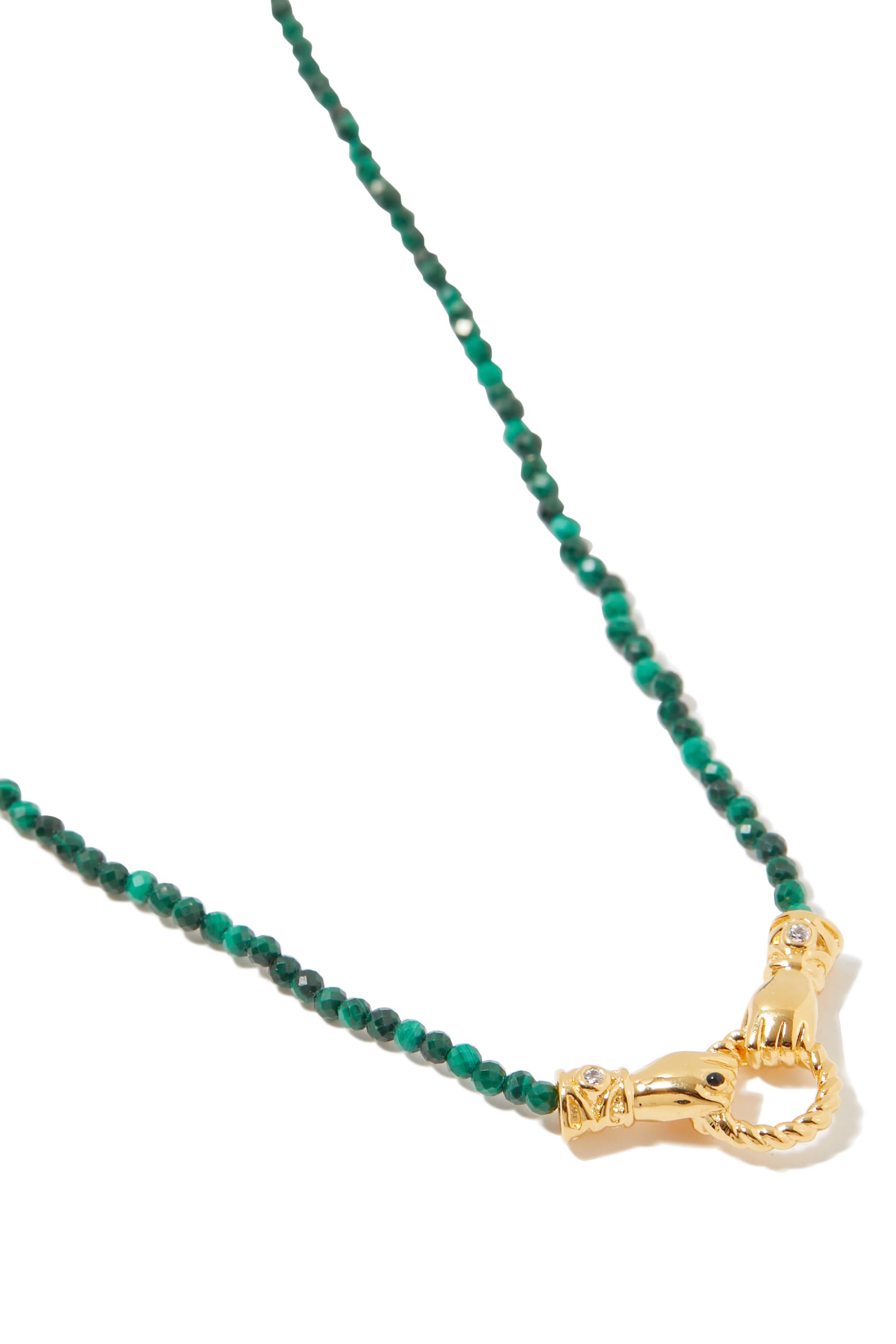  Harris Reed In Good Hands Mini Beaded Gemstone Necklace, 18K Recycled Gold Plating on Brass