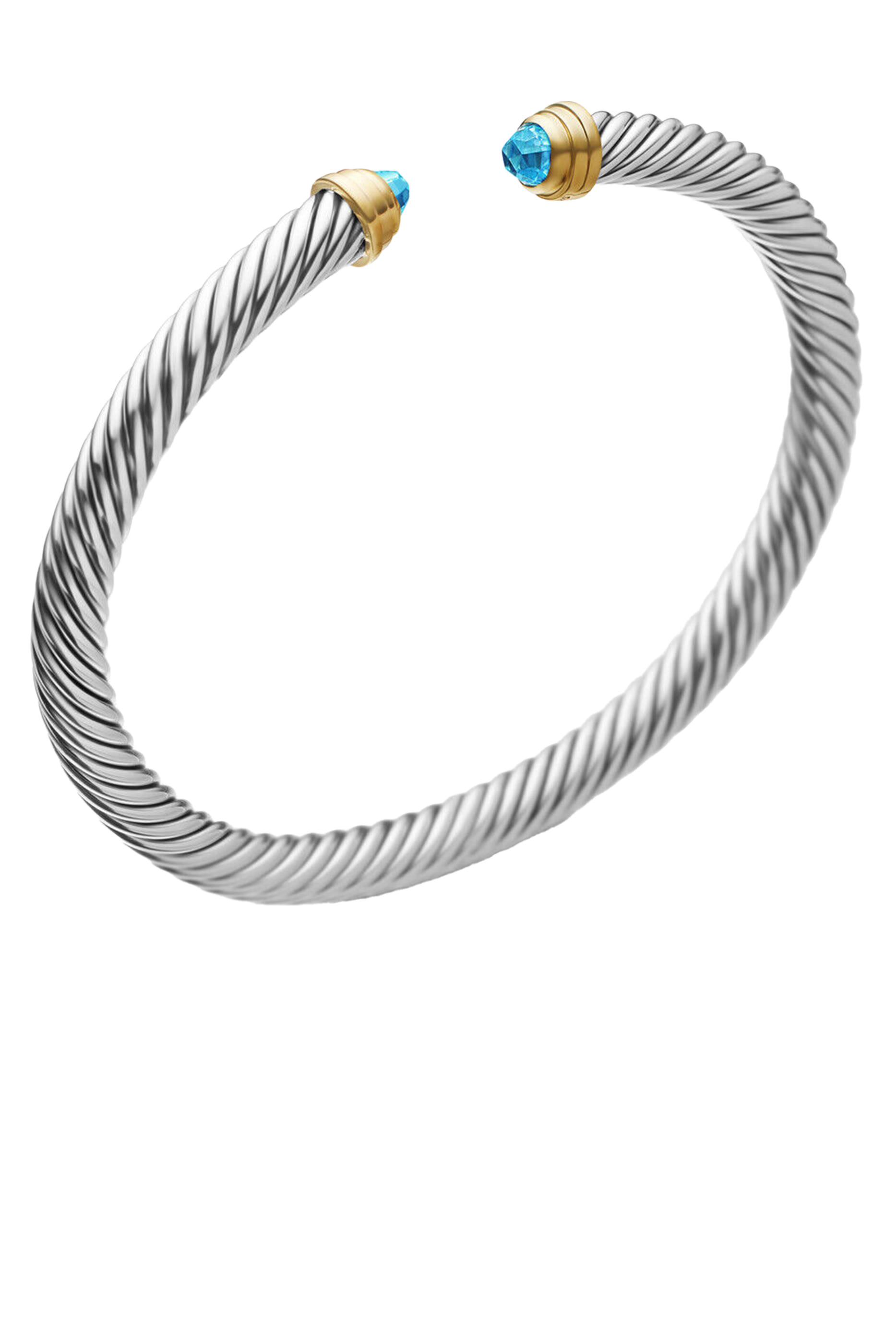 Classic Cable Bracelet, Sterling Silver with 14k Yellow Gold & Topaz