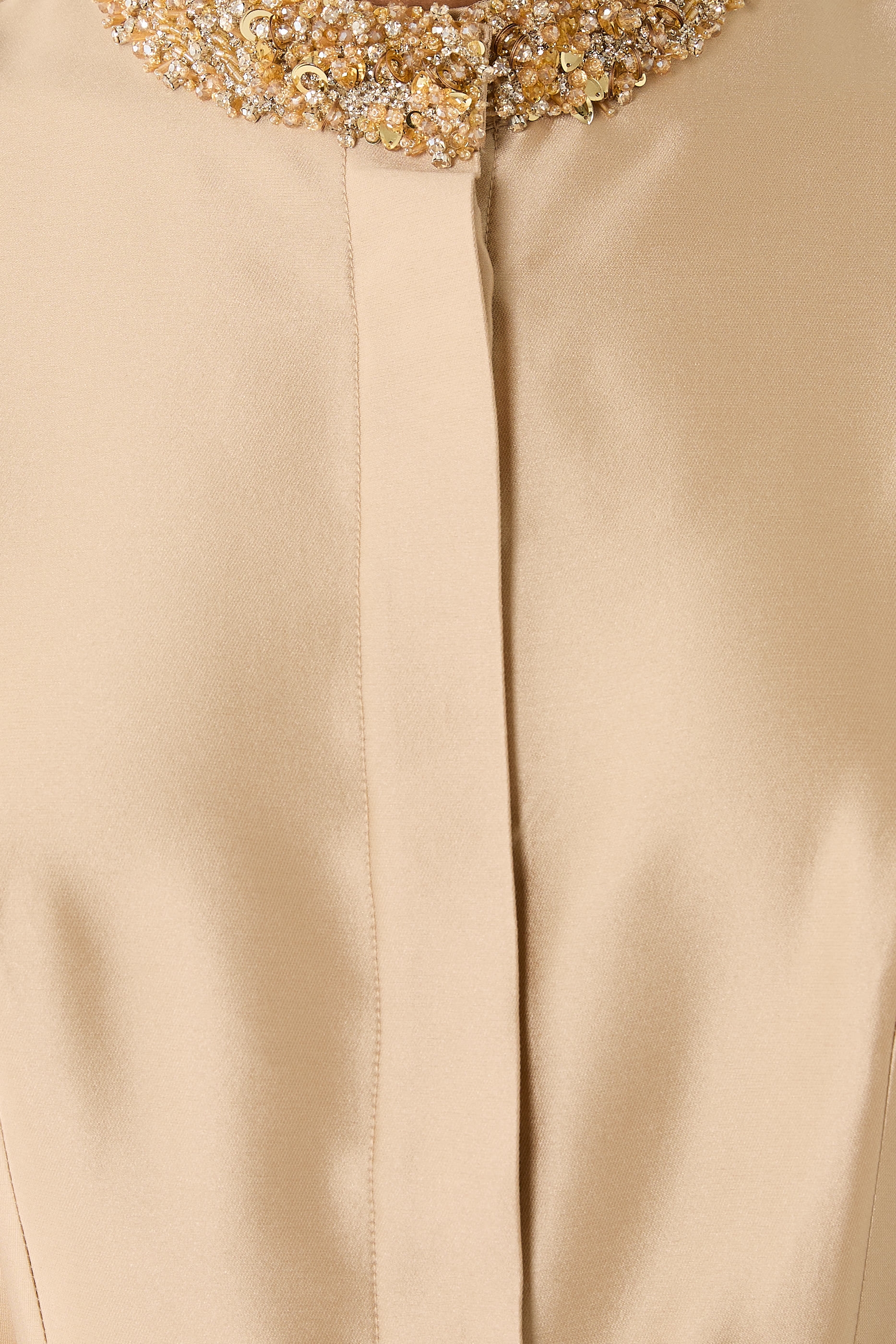 Mikado Bead Collar and Pocket Shirt Waist Gown