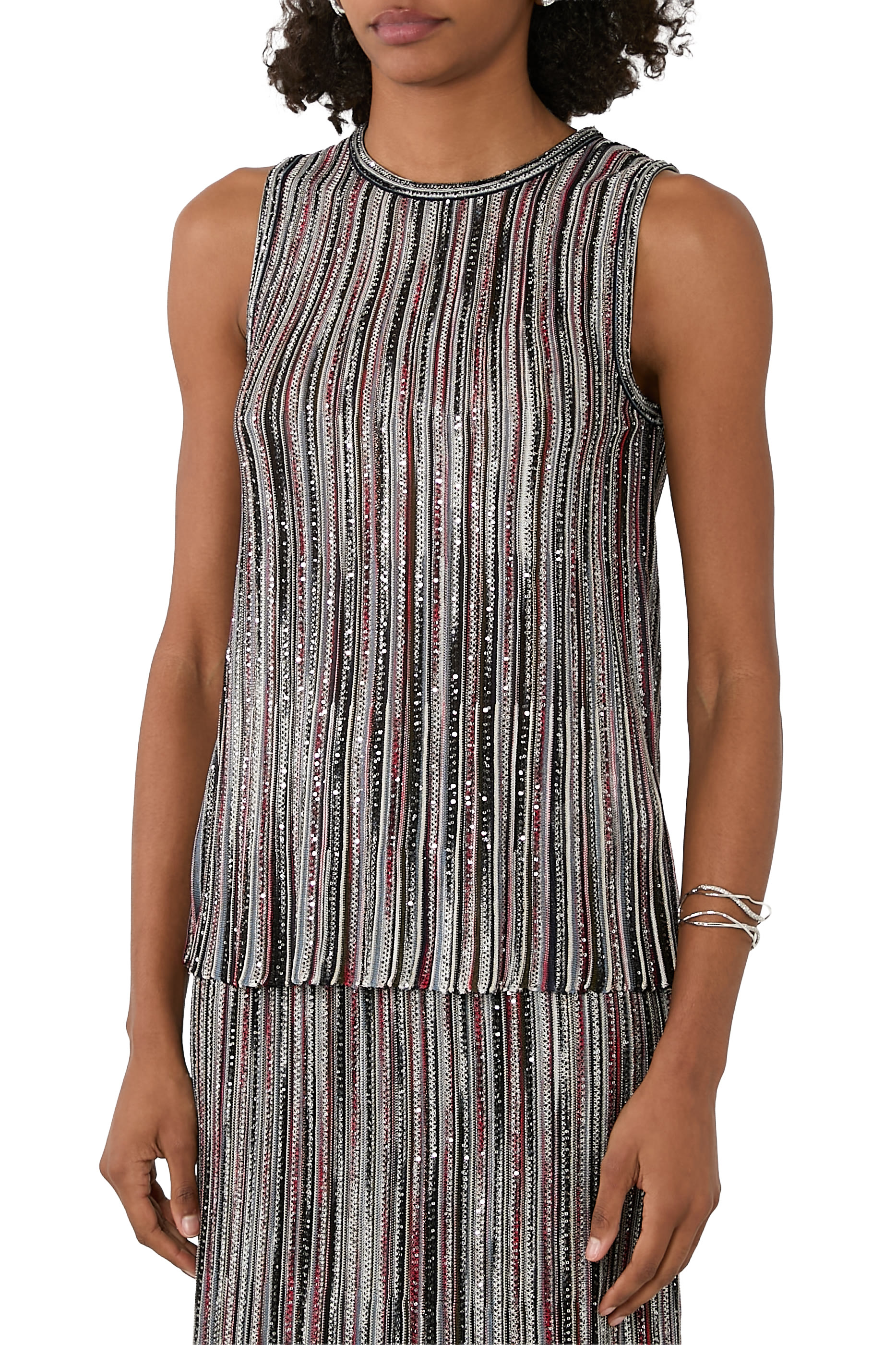 Partialized Knit Lurex Top