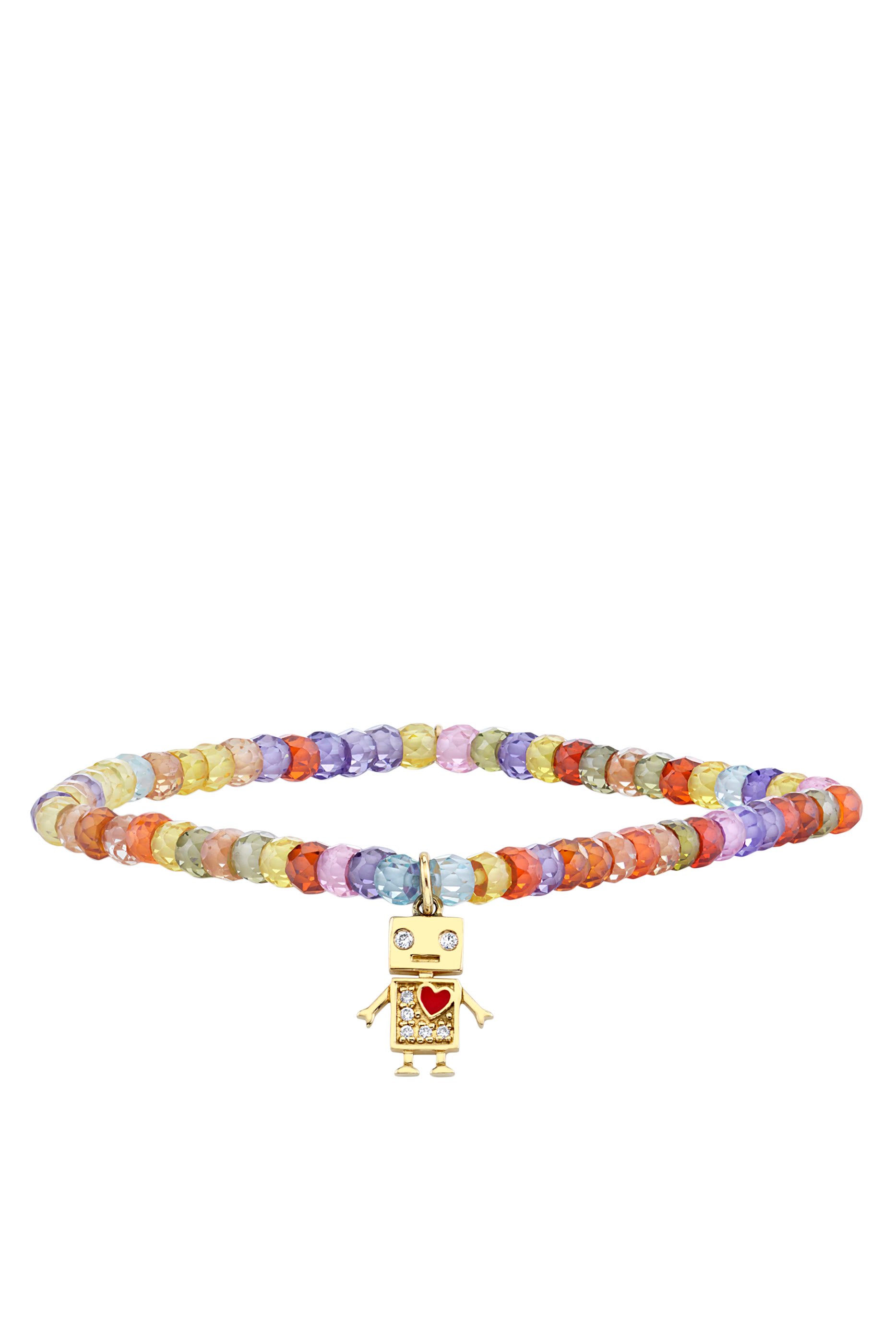 Kids Robot Bracelet, 14k Yellow Gold & Diamonds