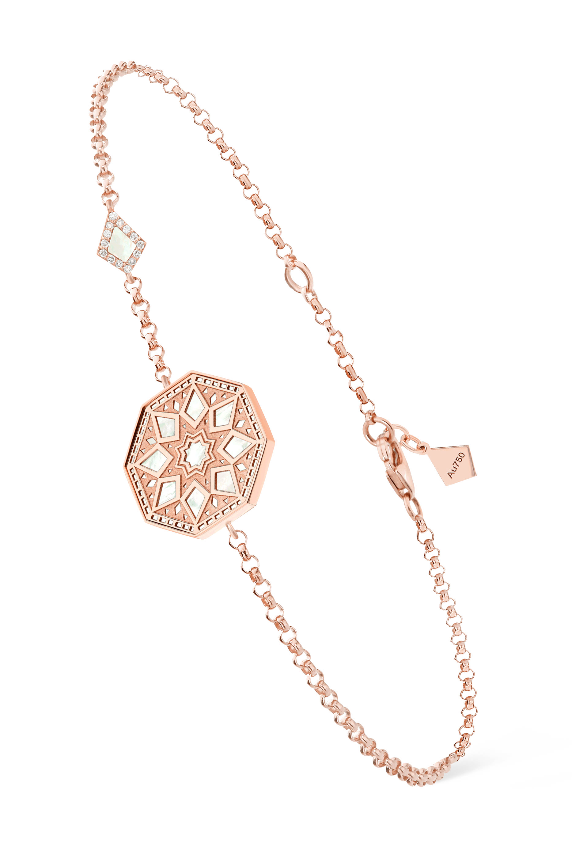  Classic Turath Bracelet,  18K Rose Gold, Mother of Pearl & Diamonds
