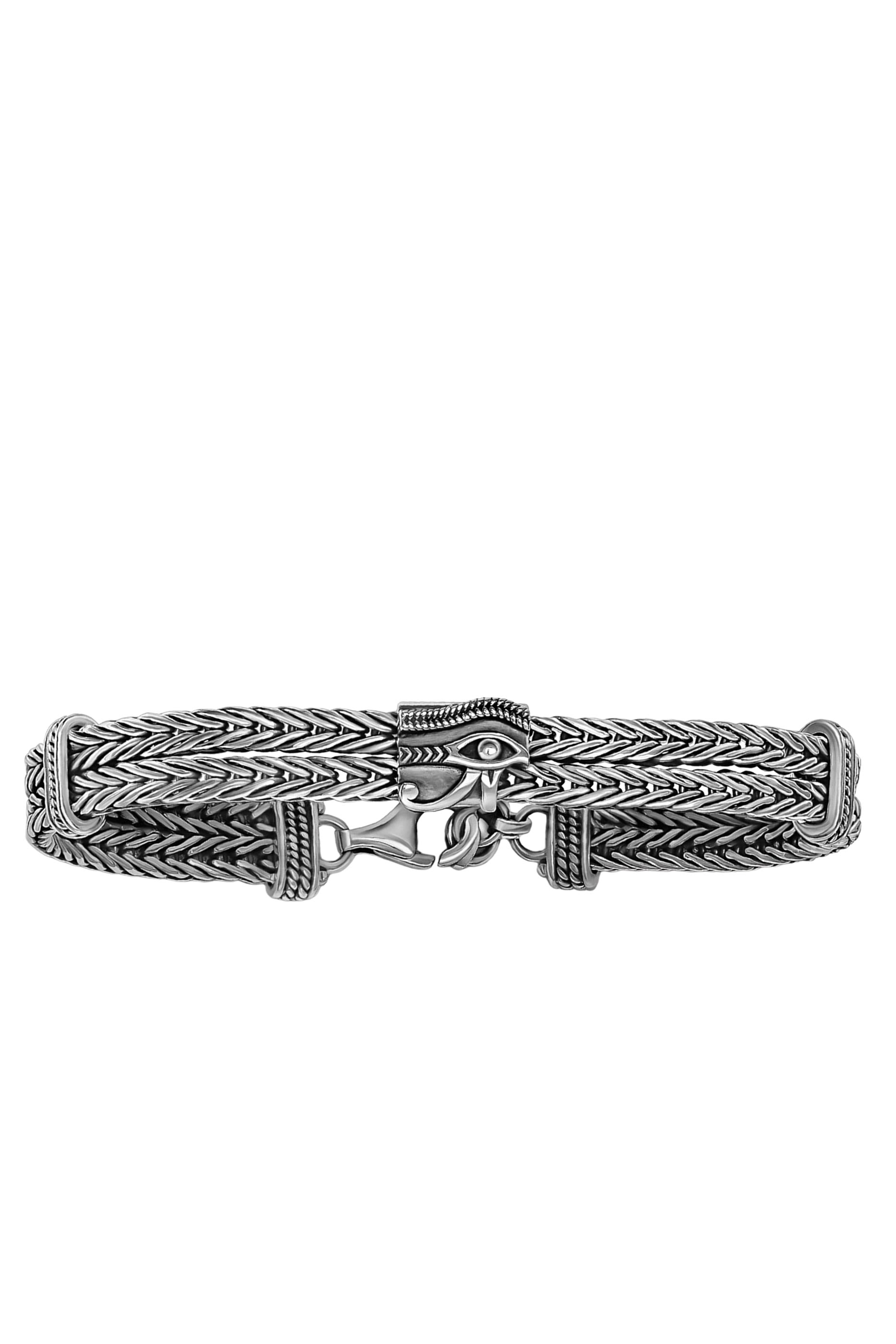  Eye of Horus Roman Chain Bracelet, Sterling Silver