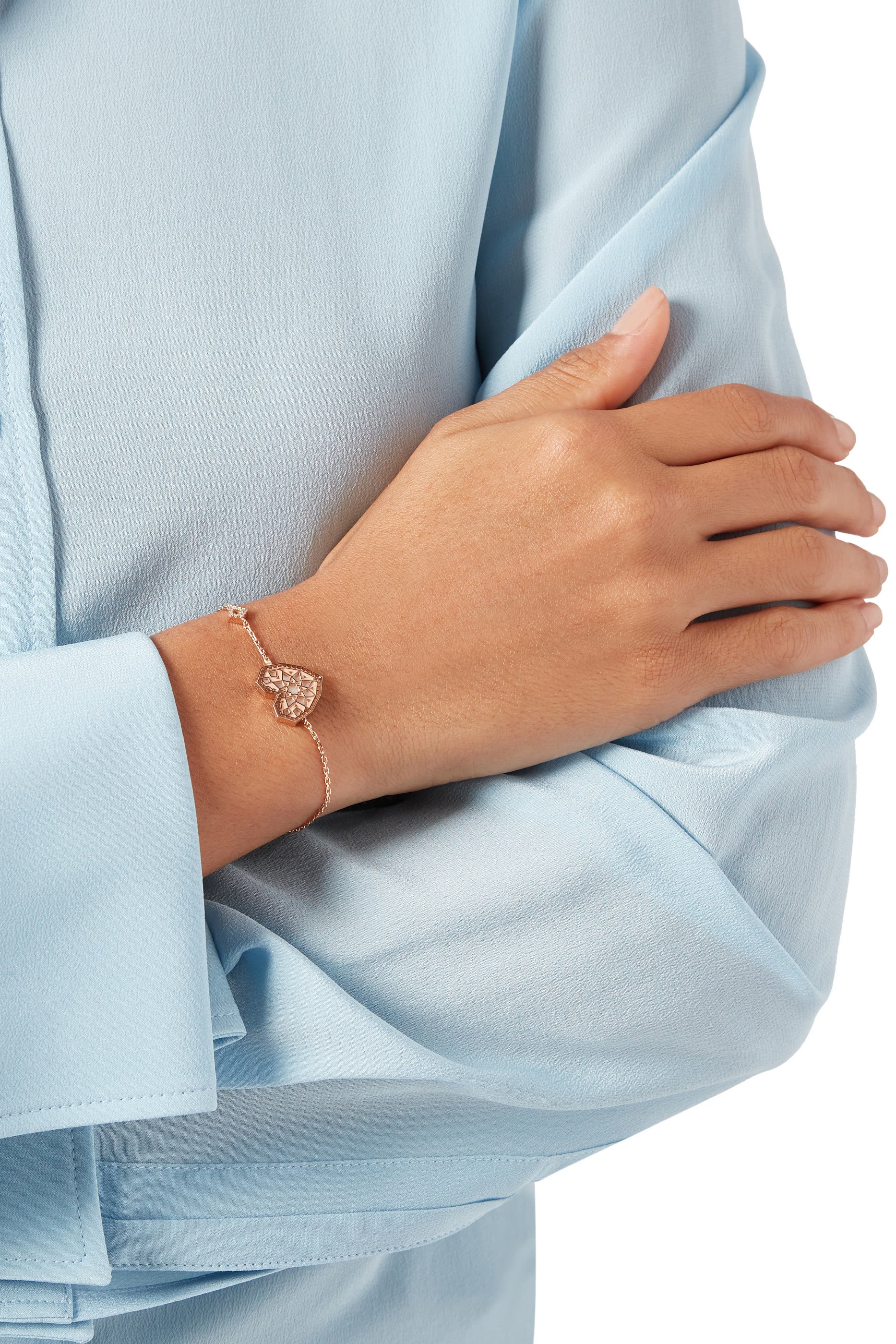 Qalb Turath Small Bracelet, 18k Pink Gold & Mother-of-Pearl, Diamonds