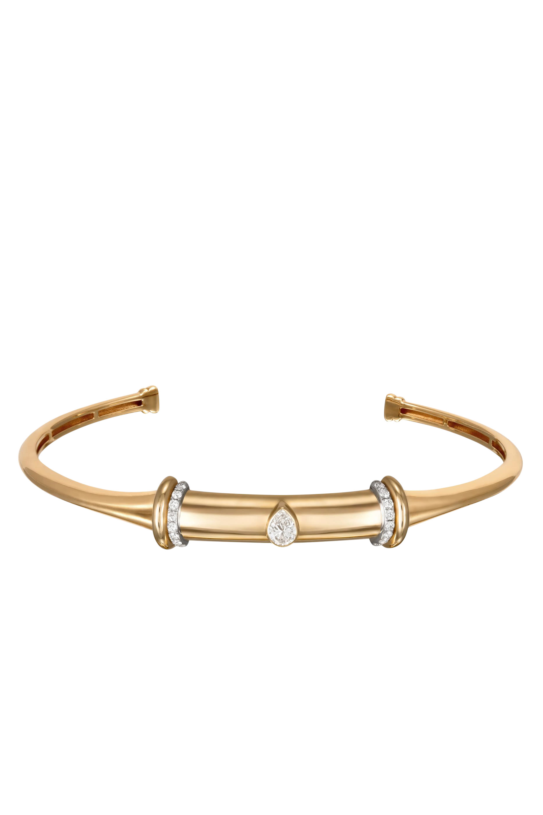 Warrior Bangle, 18k Yellow Gold & White Diamonds
