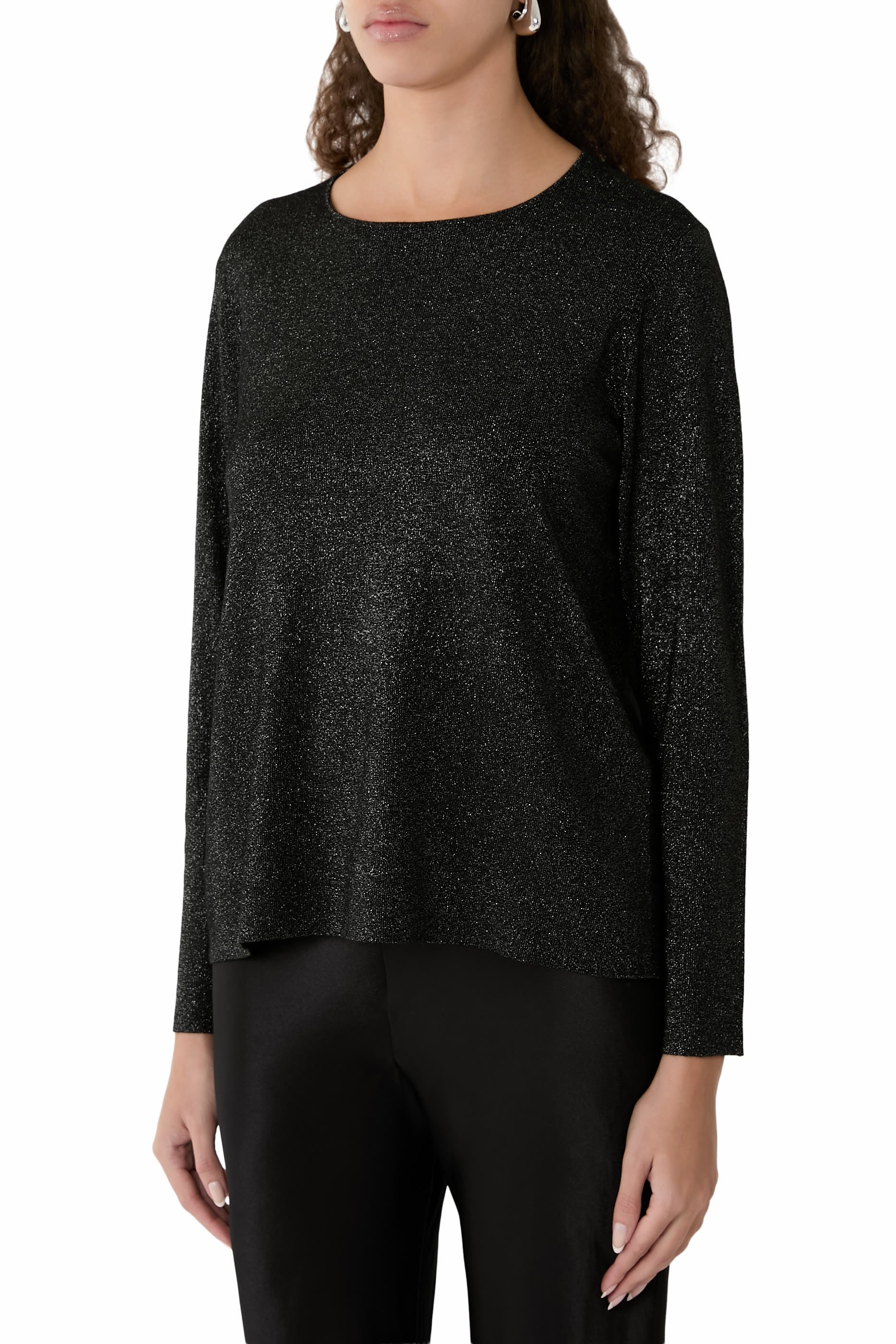Wool Shimmer Crew Neck Top