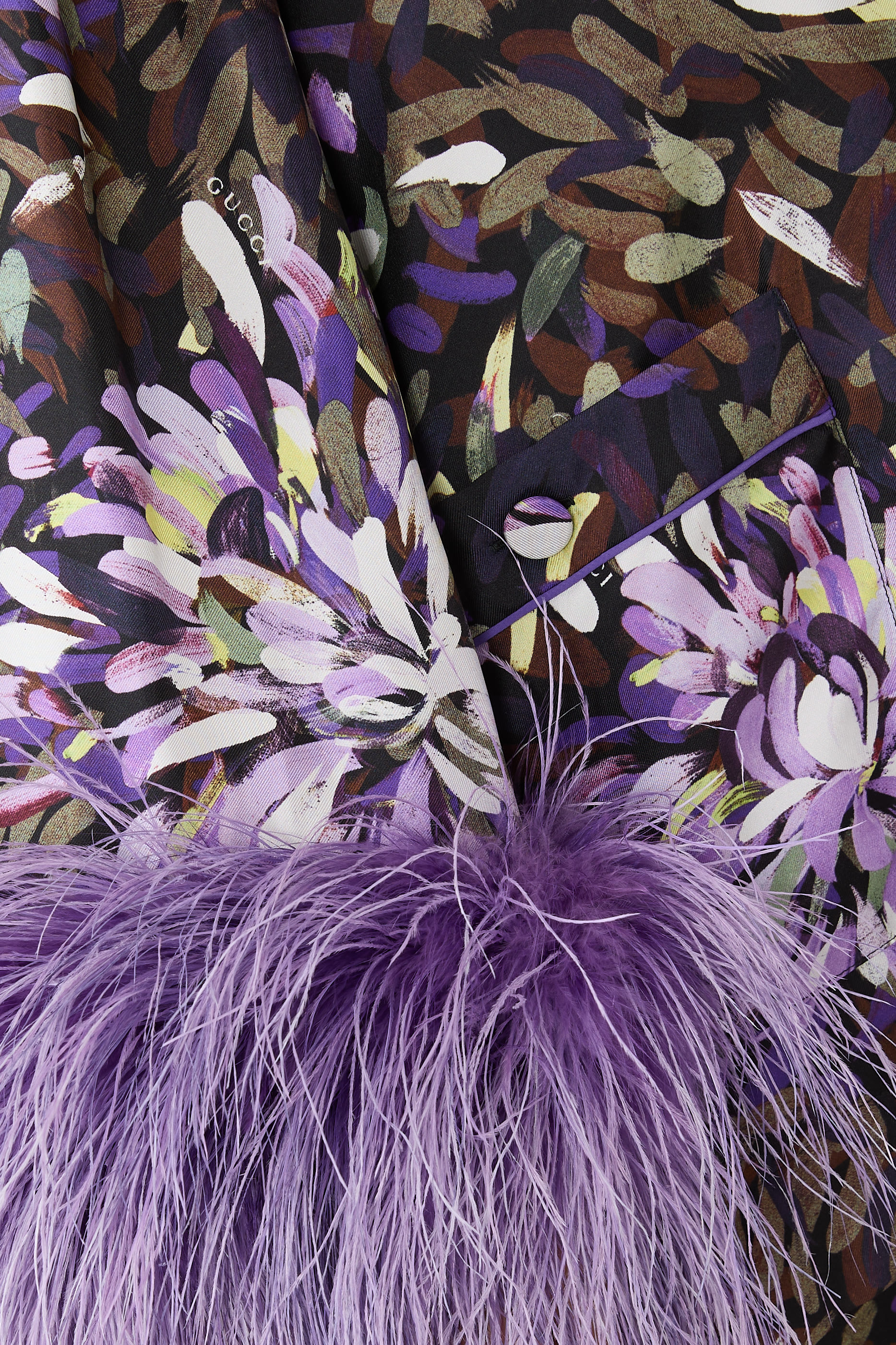  Printed Shirt with Feather Cuffs 