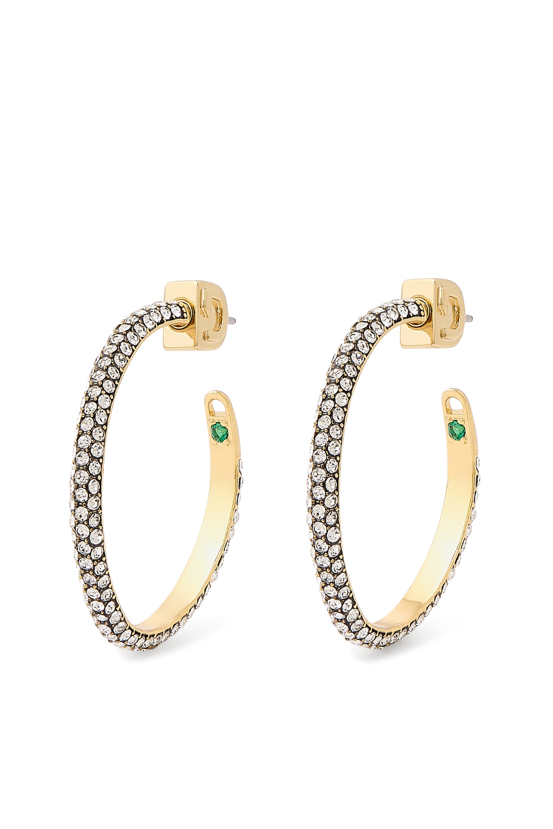  Mini Pav&eacute; Calypso Hoops, 12K Gold Plated Brass & Crystals