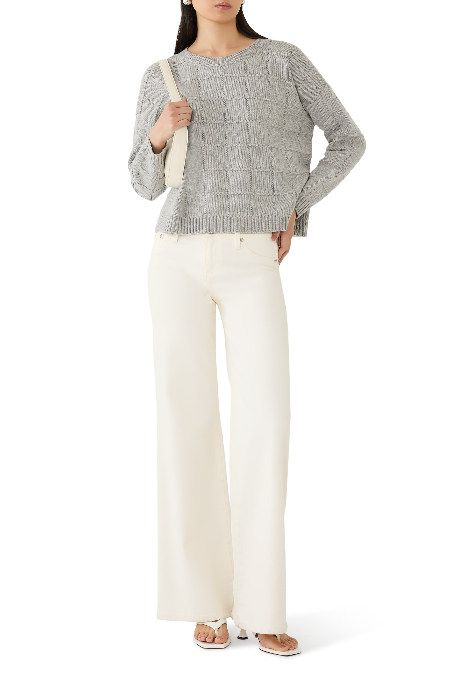 Cotton & Recycled Cashmere Crew Neck Top