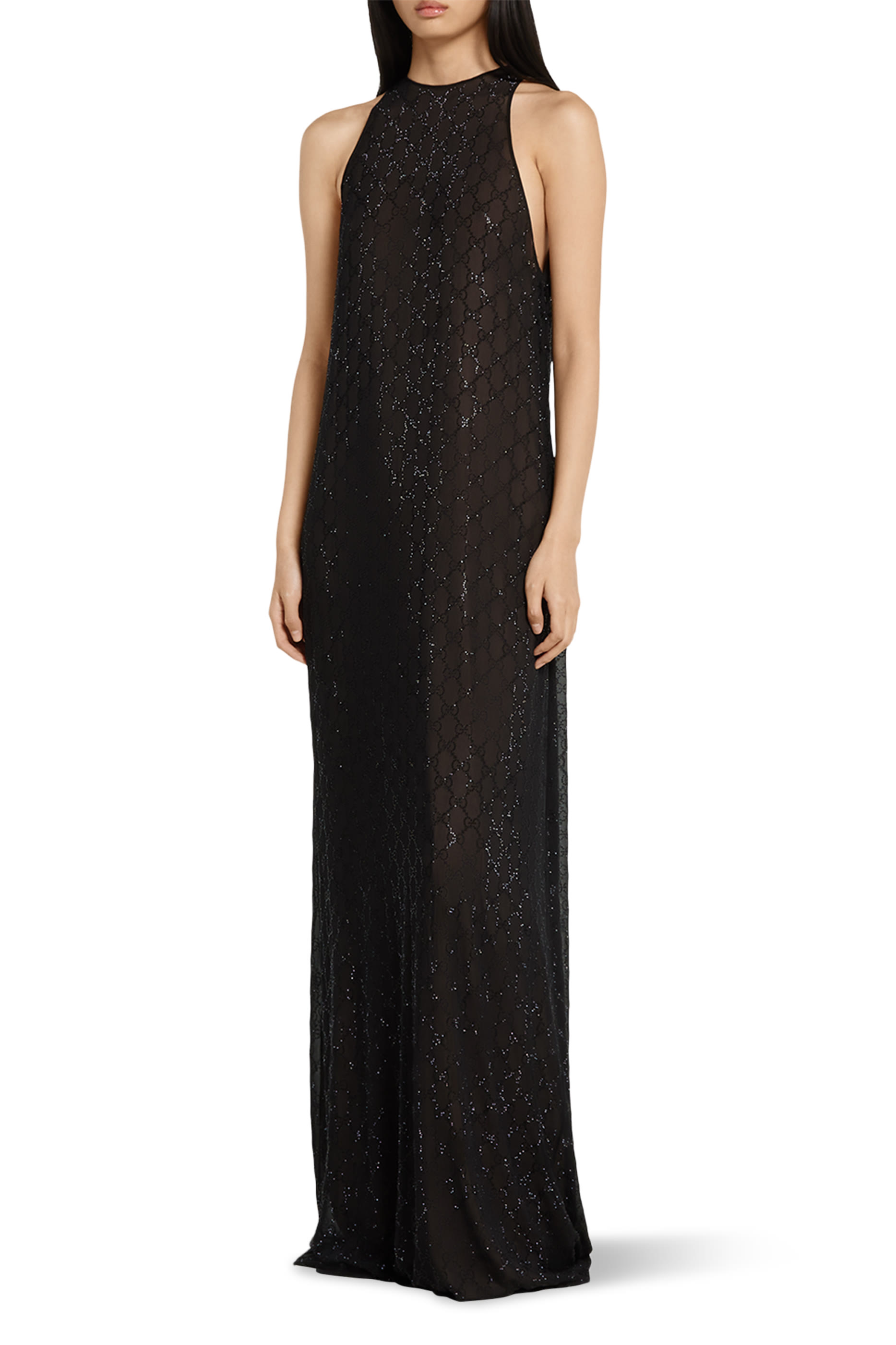 Crystal Horsebit Long Silk Dress