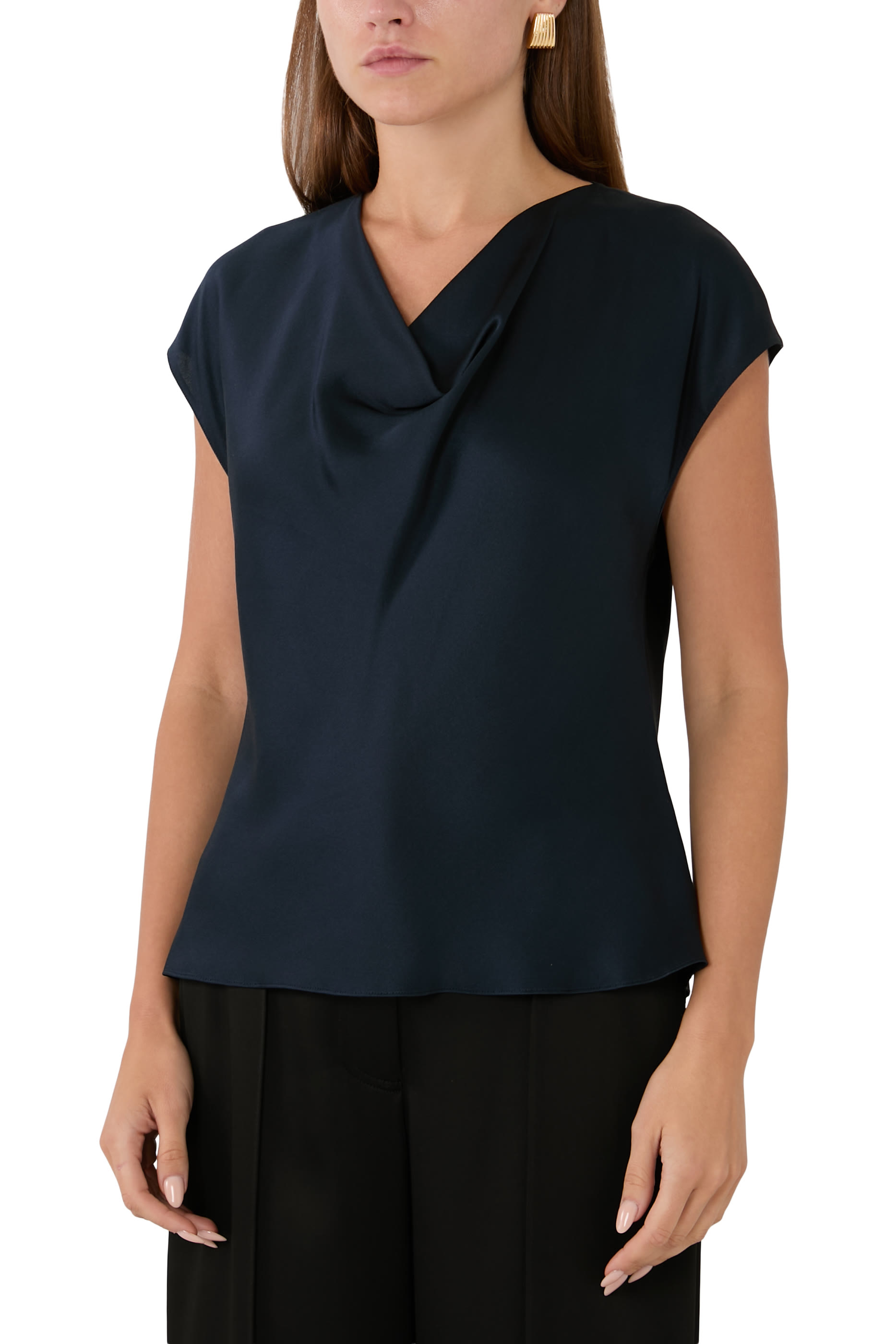 Cowl Neck Cap Sleeves Blouse