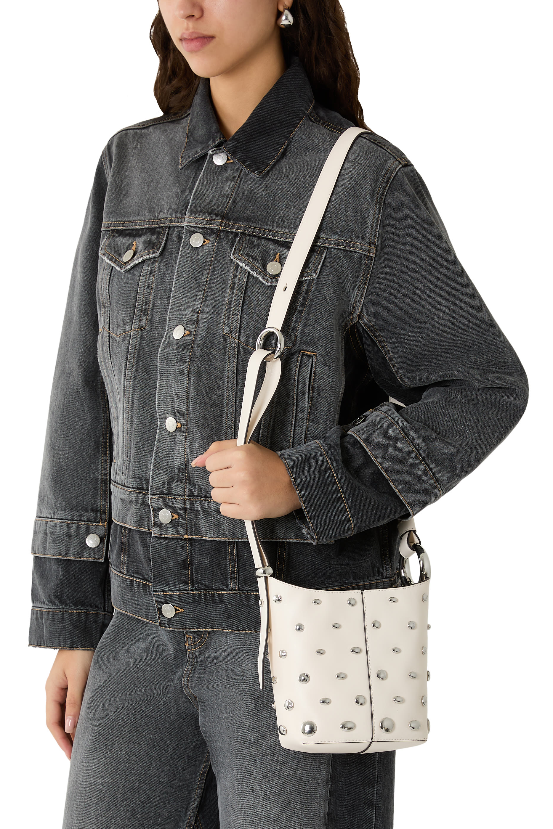 Halo Studded Mini Bucket Bag