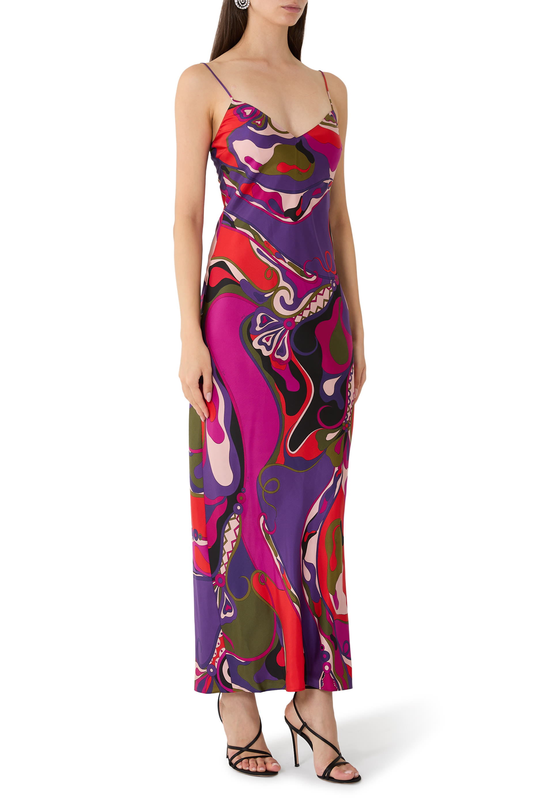 Orchidee Print Long Dress