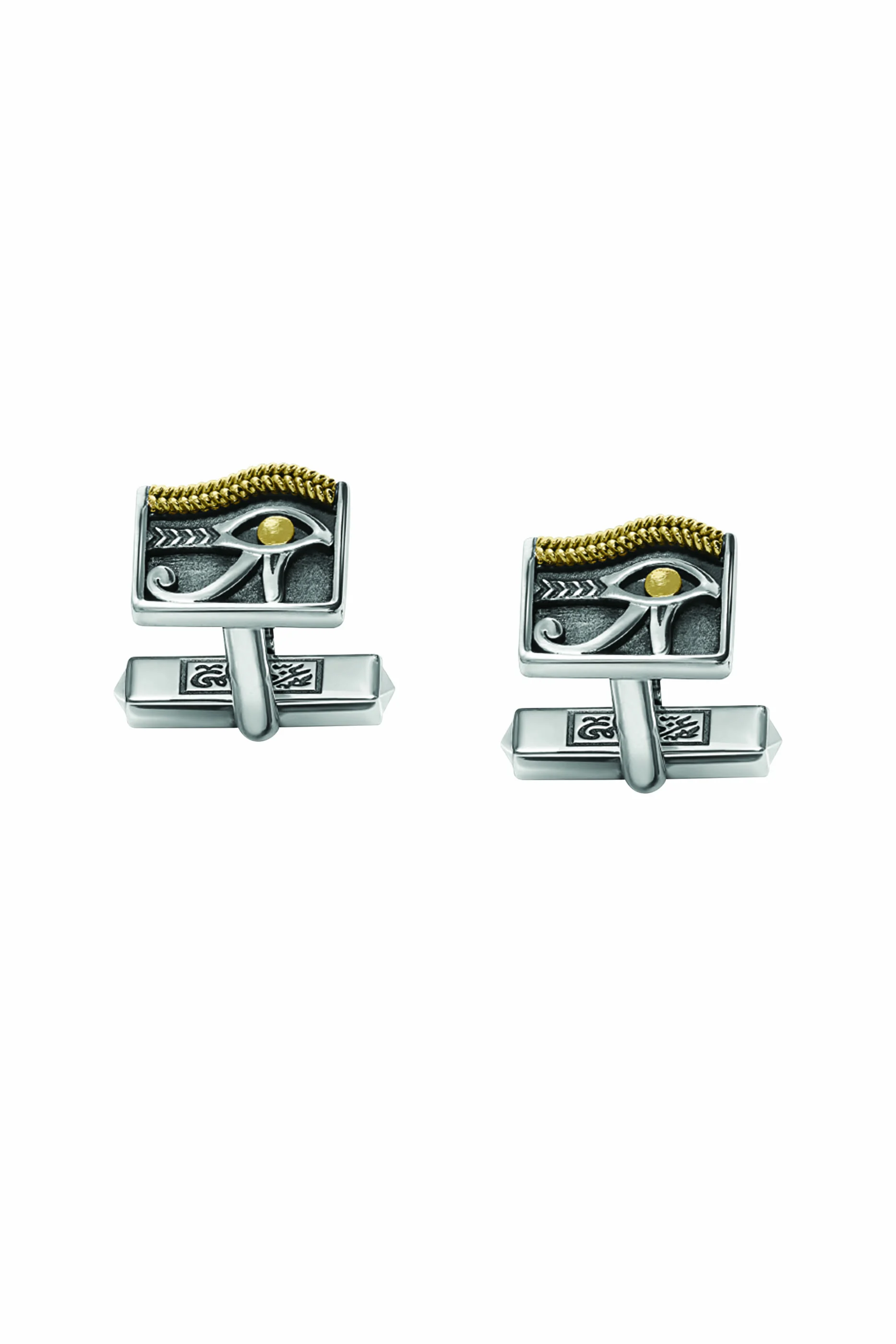 Eye of Horus Cufflinks, 18K Yellow Gold & Sterling Silver