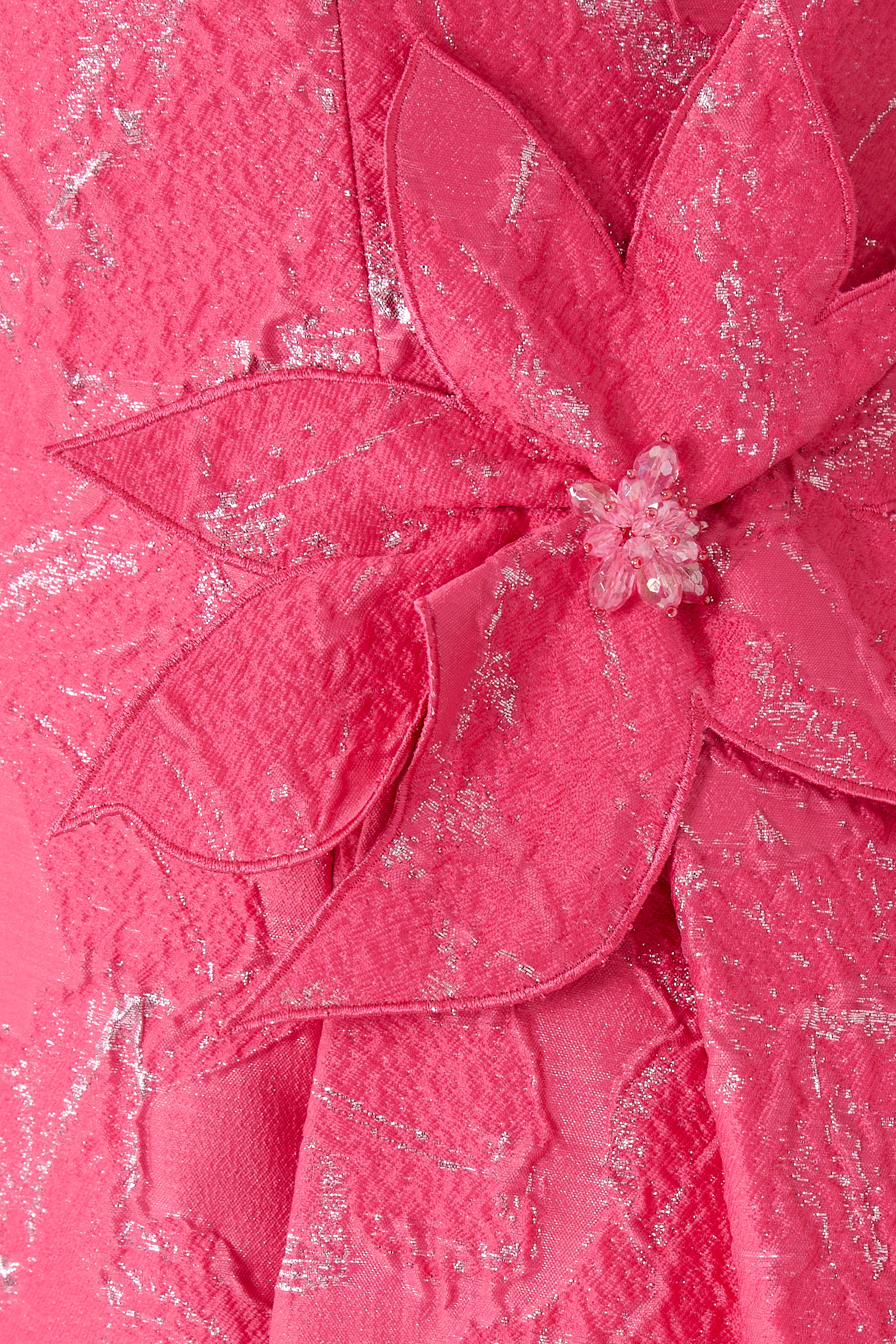 One Shoulder 3D Flower Side Drape Gown