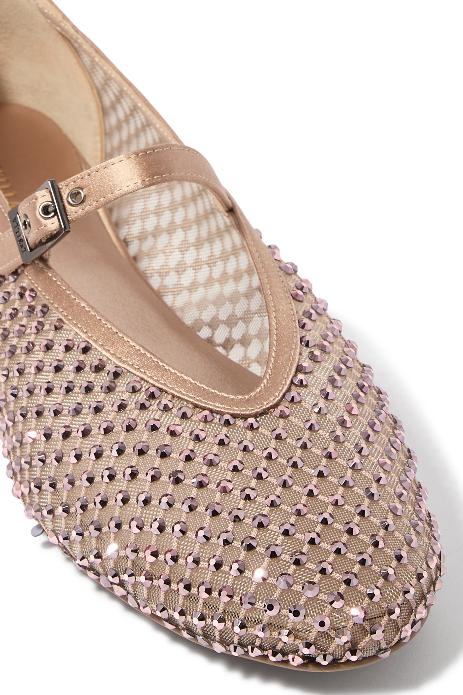  Pewter Fishnet Ballet Flat with Crystals