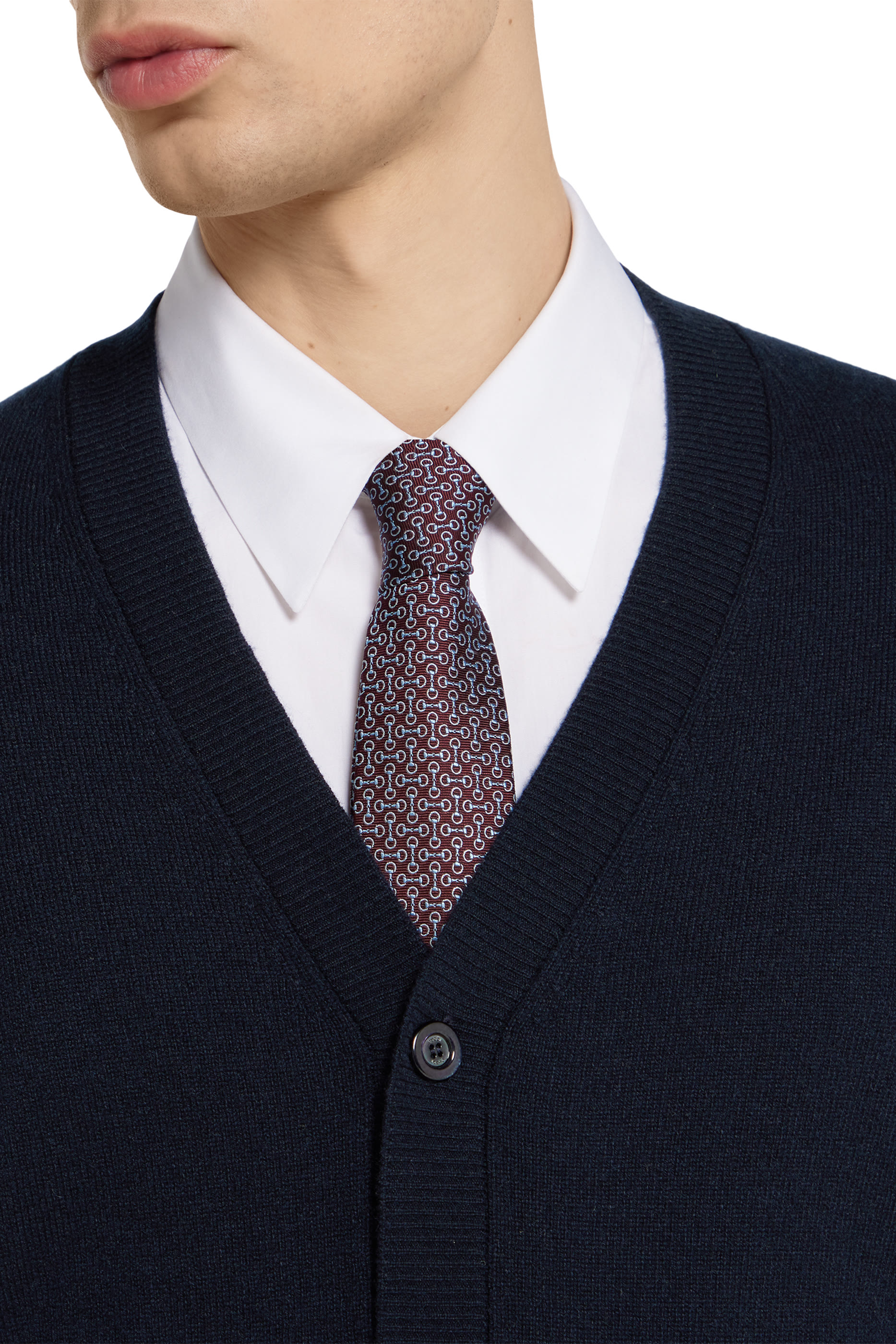 Intarsia Fine Cashmere Cardigan