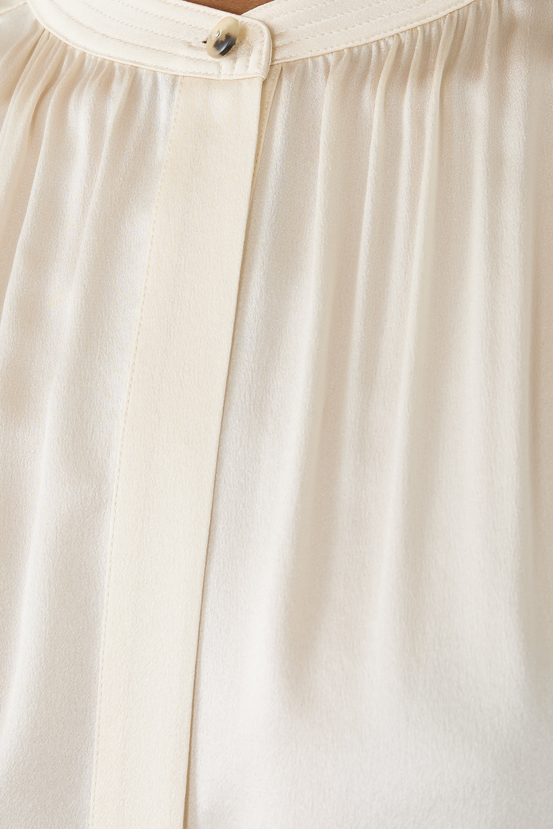 Silk Gathered Cap-Sleeve Blouse 