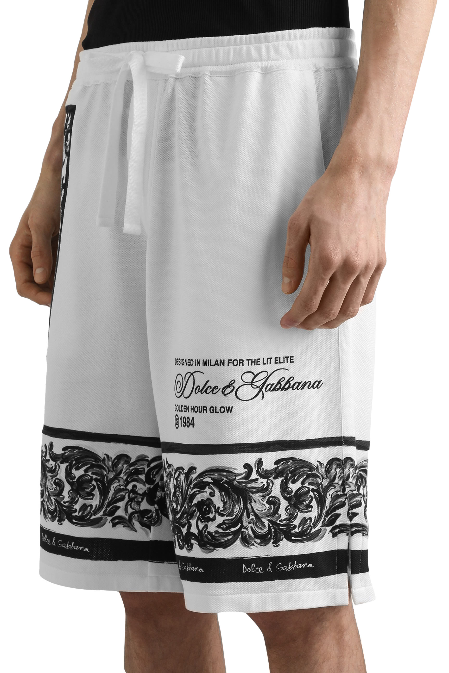 Majolica-Print Double Pique Bermuda Shorts