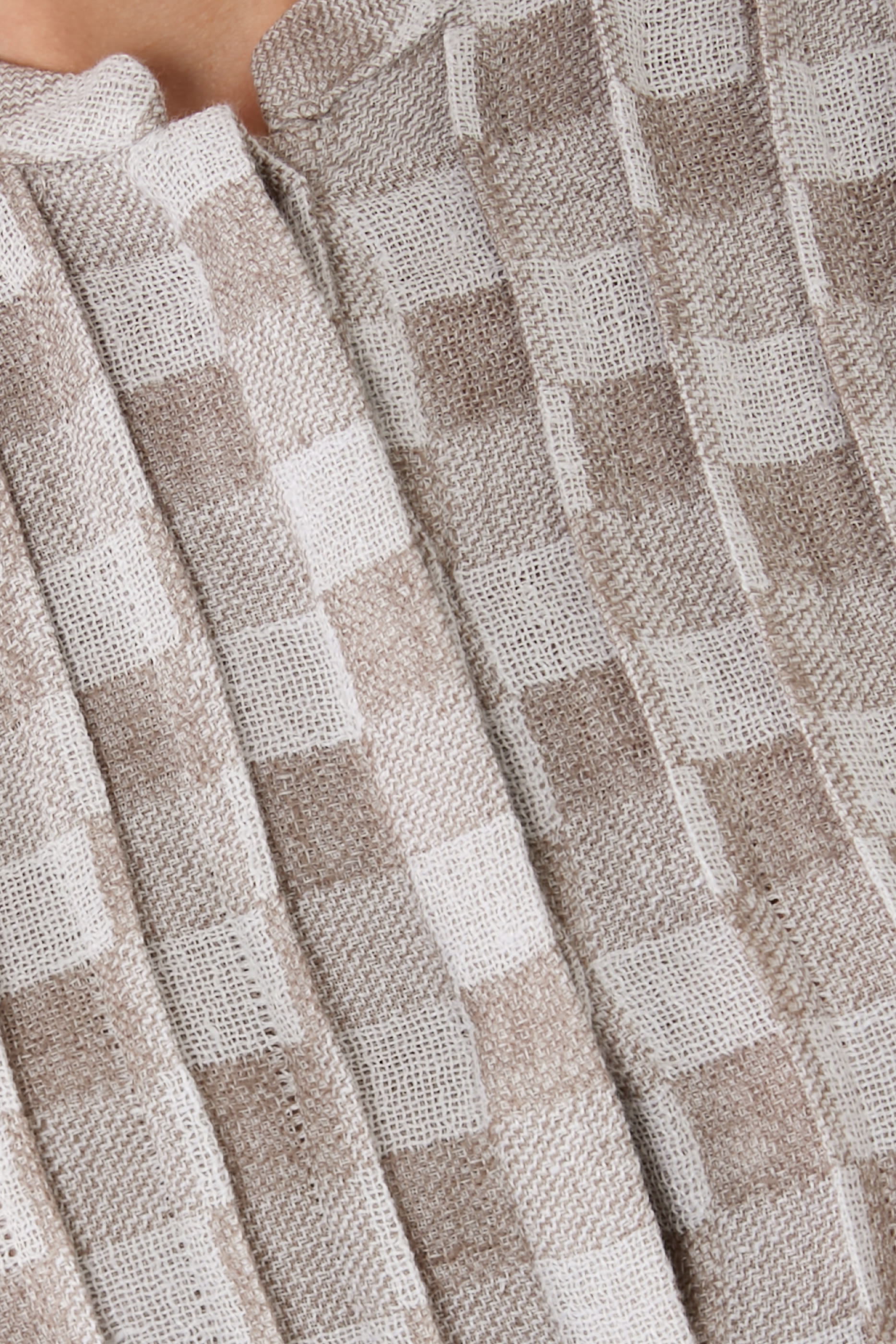 Check Linen Gauze Top