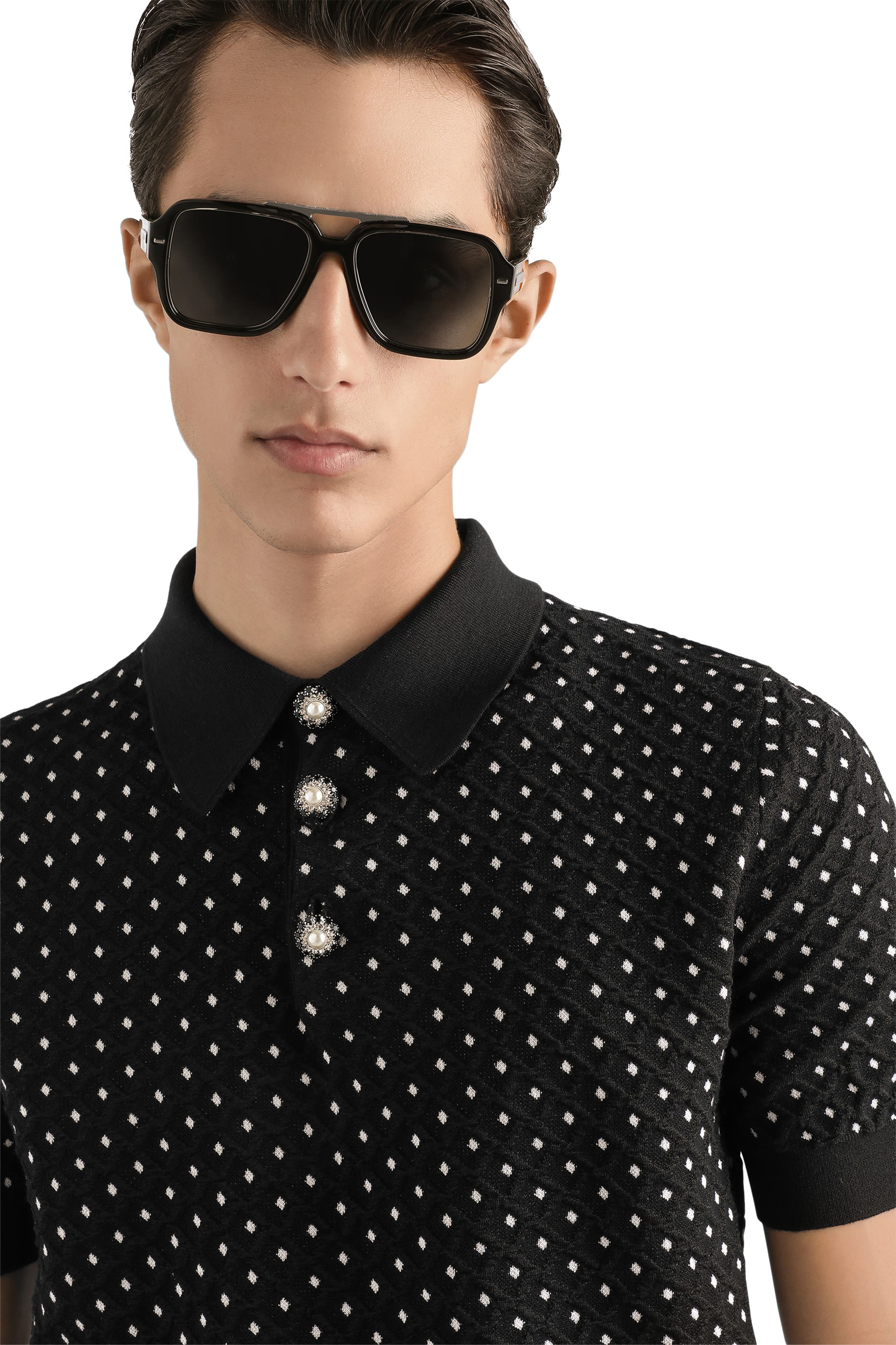 Micro-Dot Stitch Polo Shirt