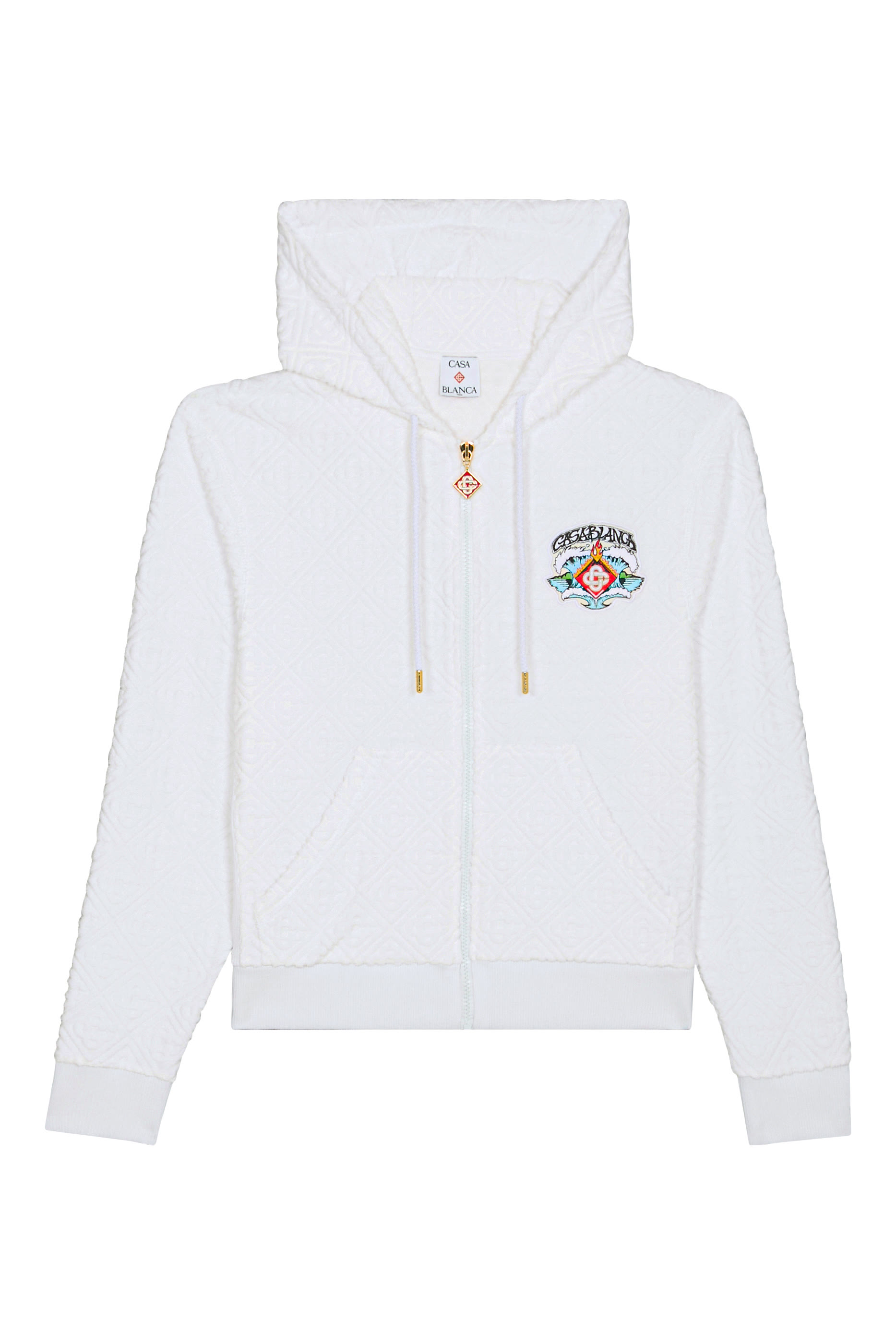 Towelling Waves Monogram Zip Through Hoodie 