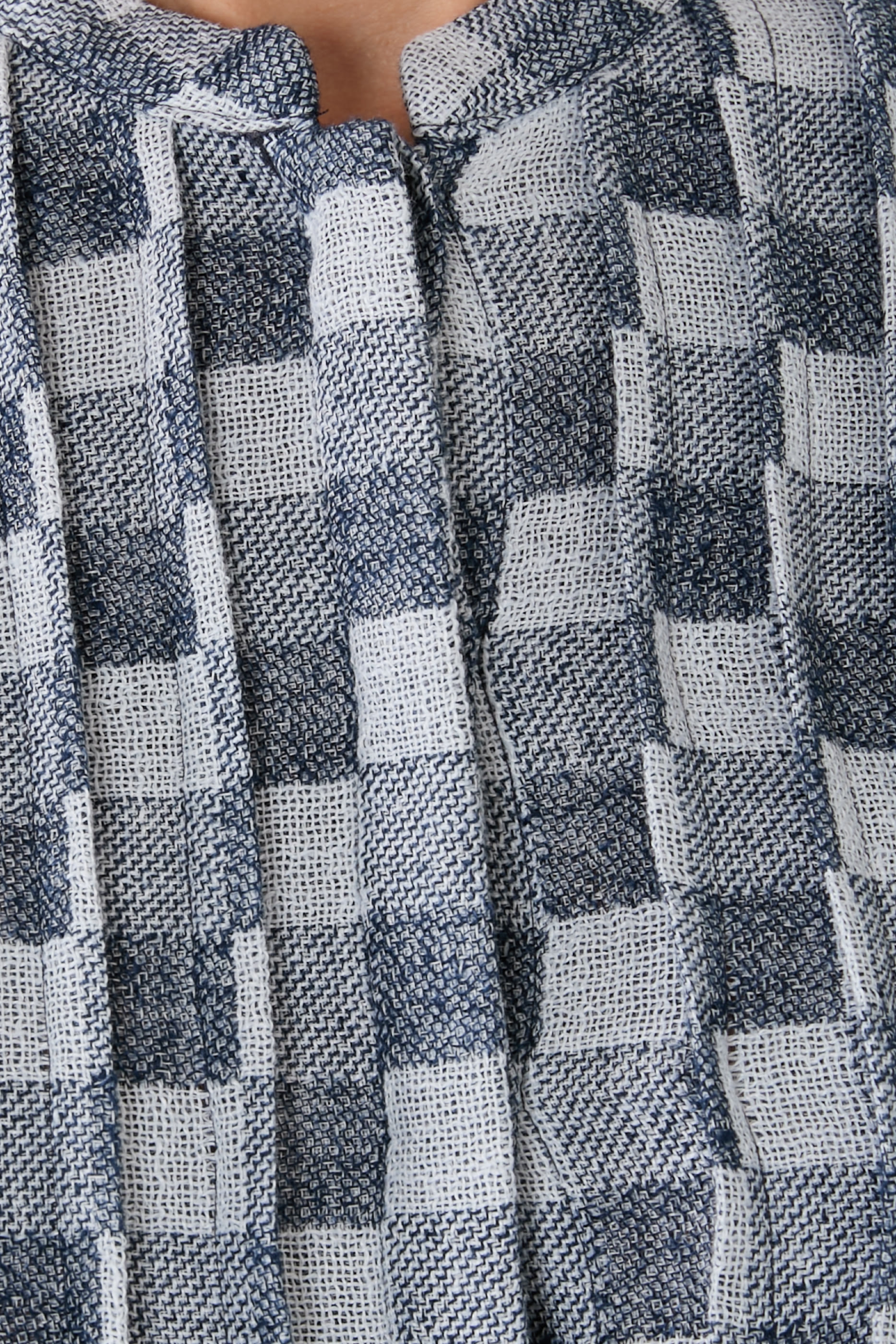 Check Linen Gauze Top