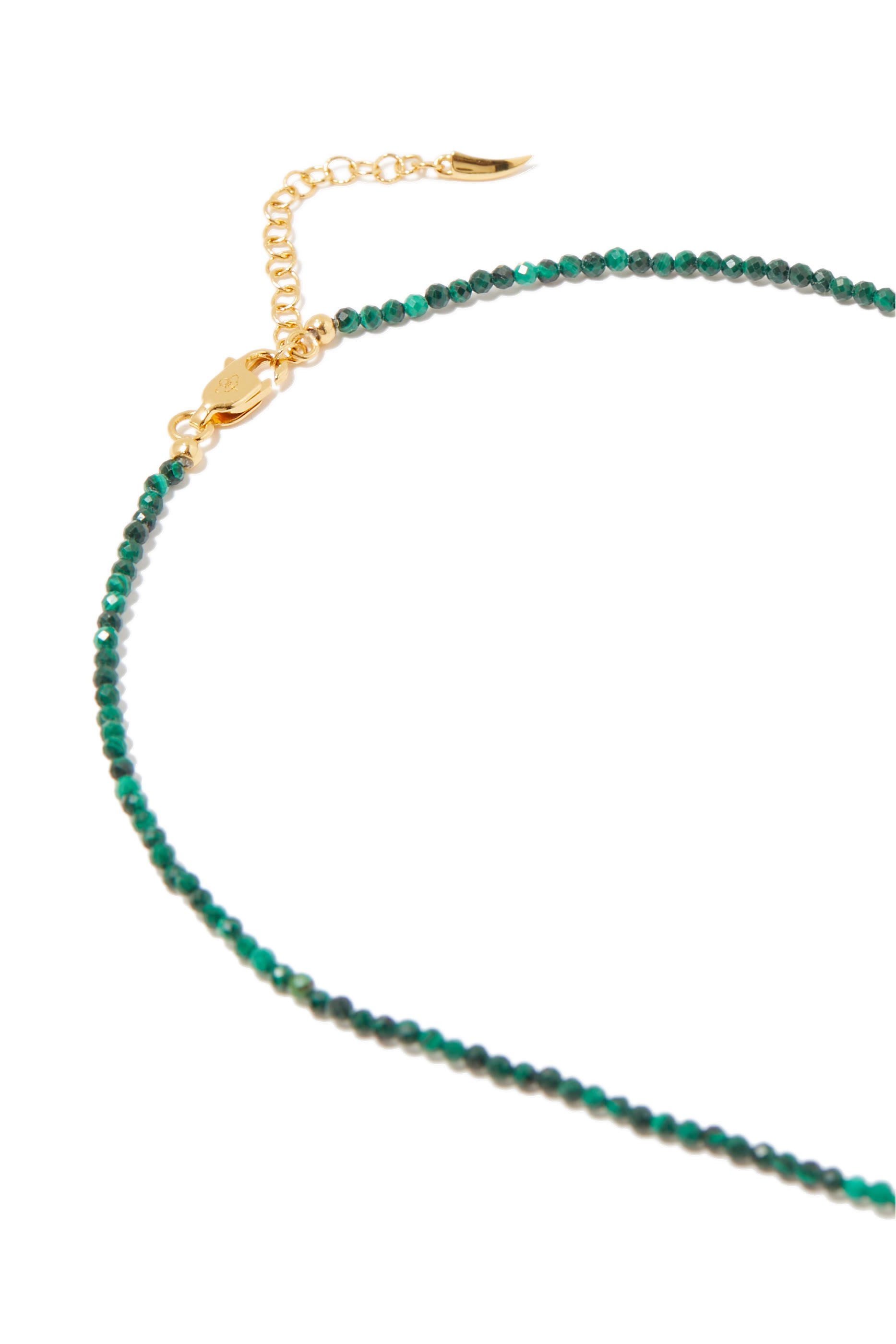  Harris Reed In Good Hands Mini Beaded Gemstone Necklace, 18K Recycled Gold Plating on Brass