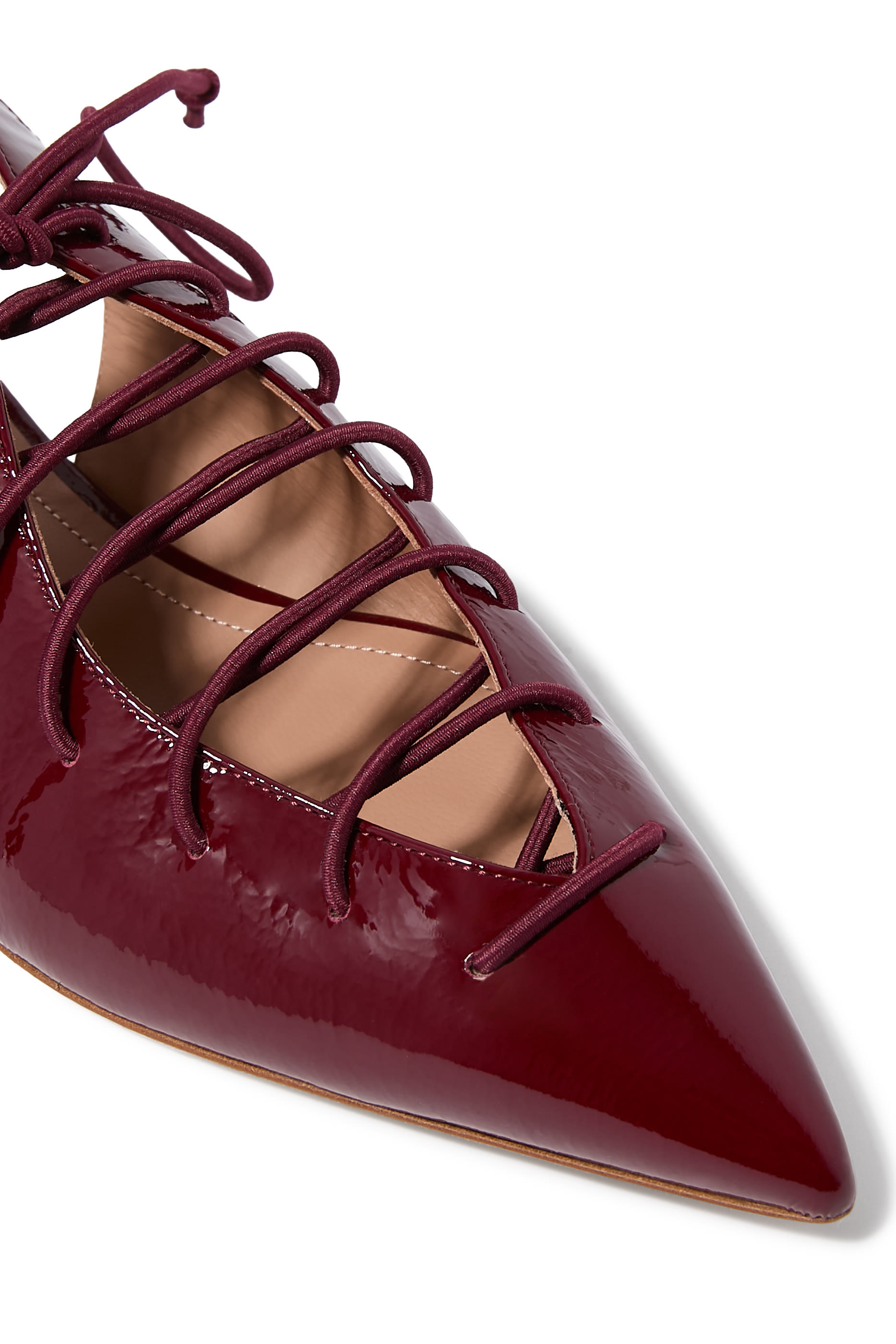Alia Leather Lace-Up Flats 
