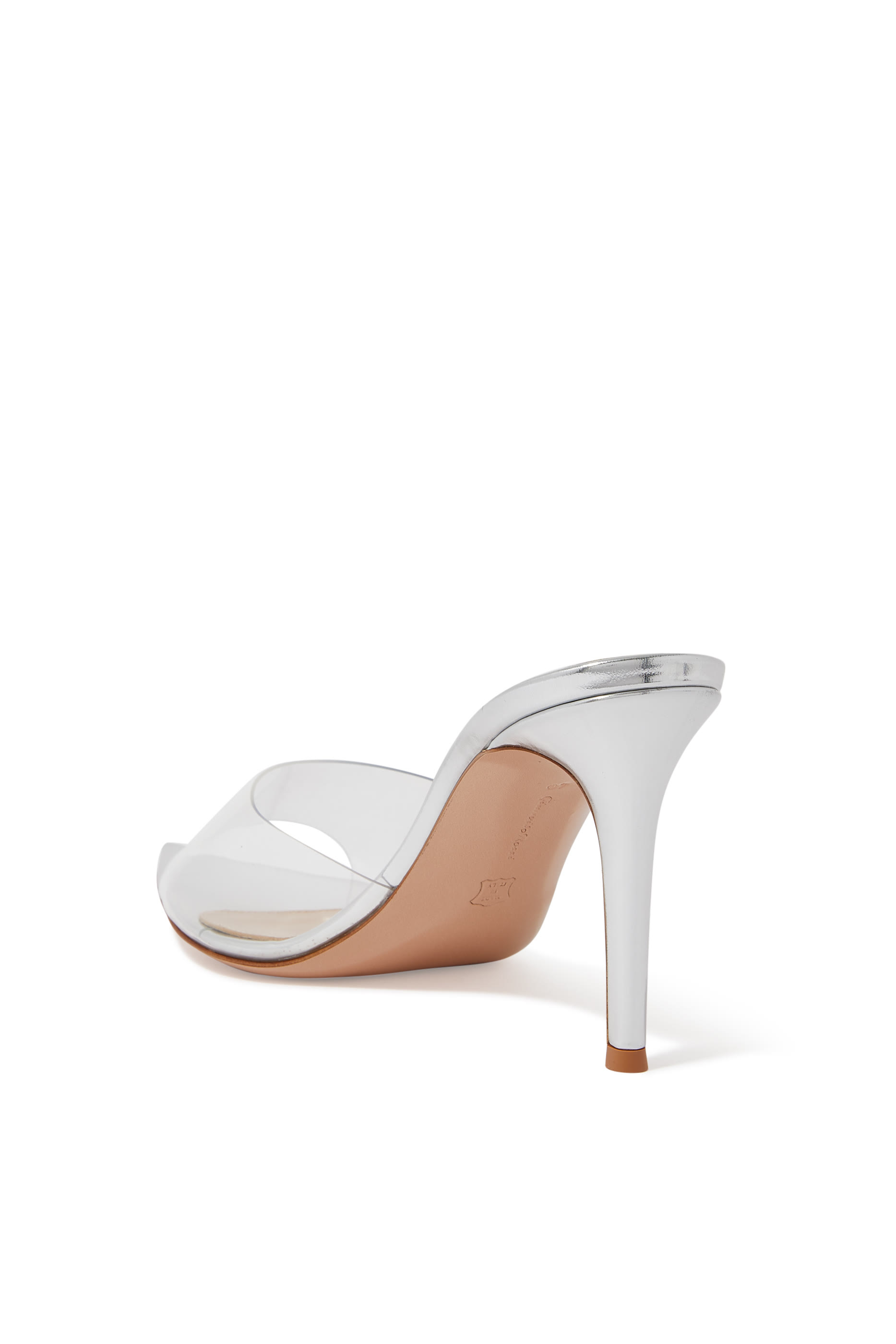 Elle 85 Plexi & Metallic Leather Mules