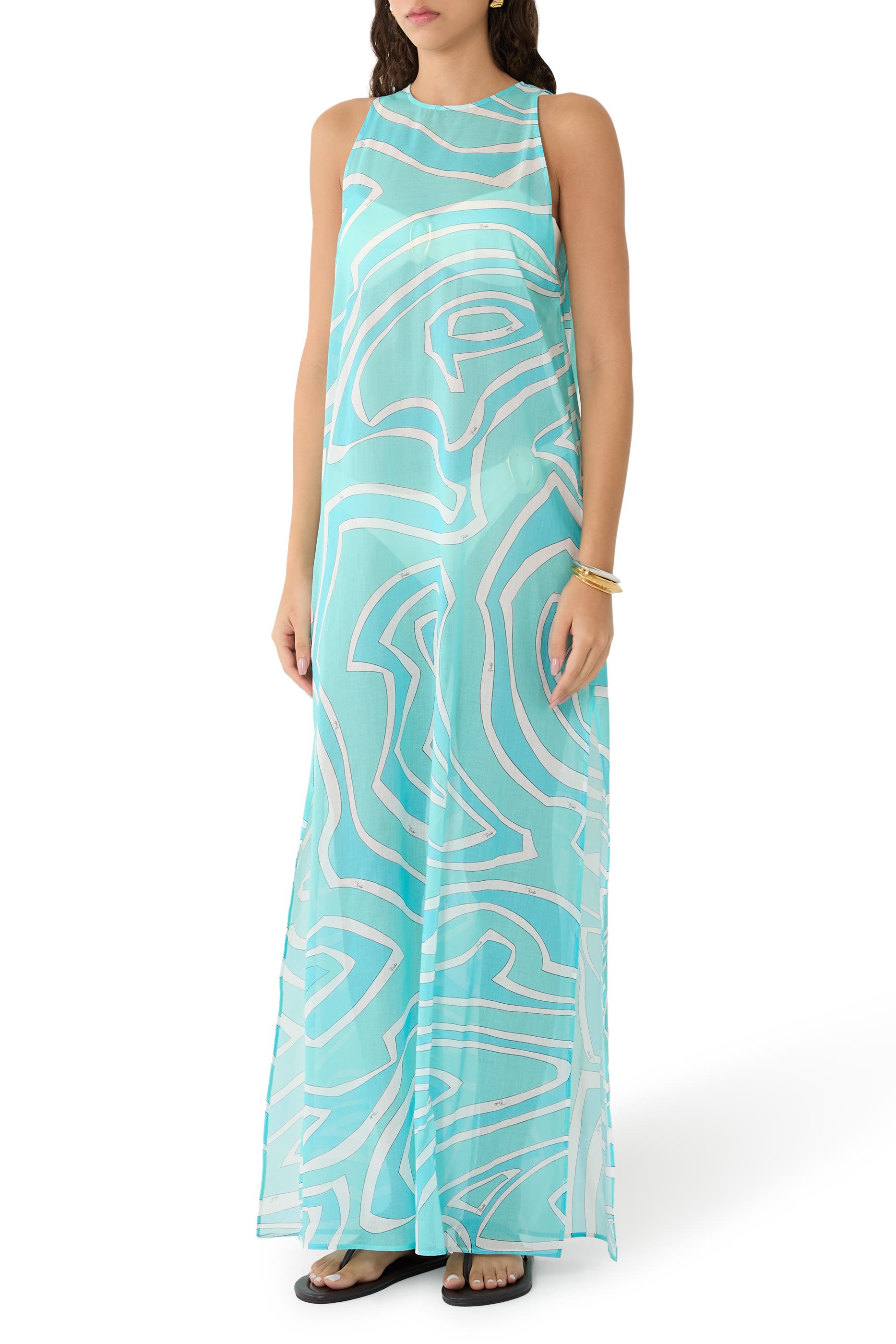Abito Garza Maxi Semi-Sheer Dress