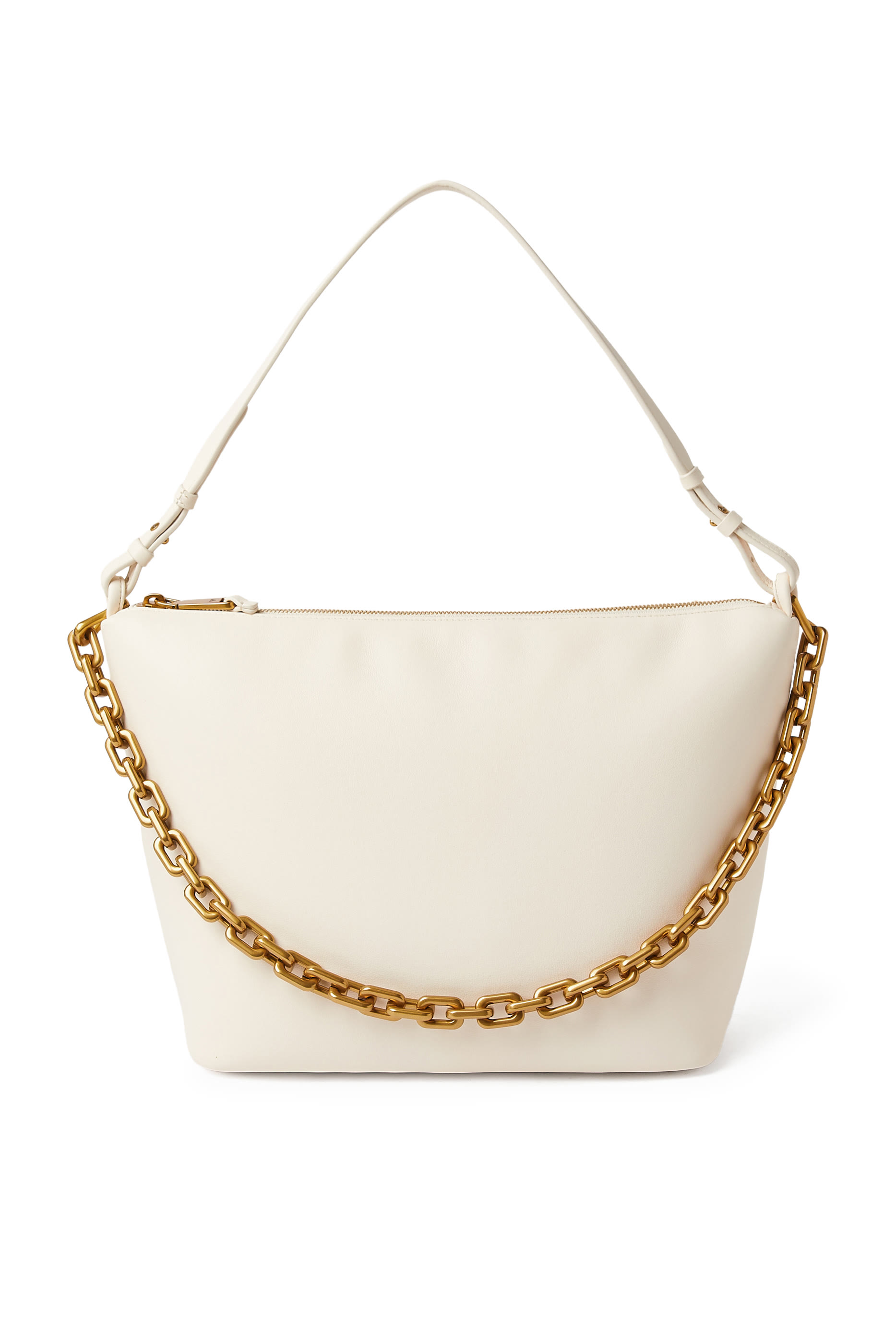 Medium Leather Hobo Bag with Chain