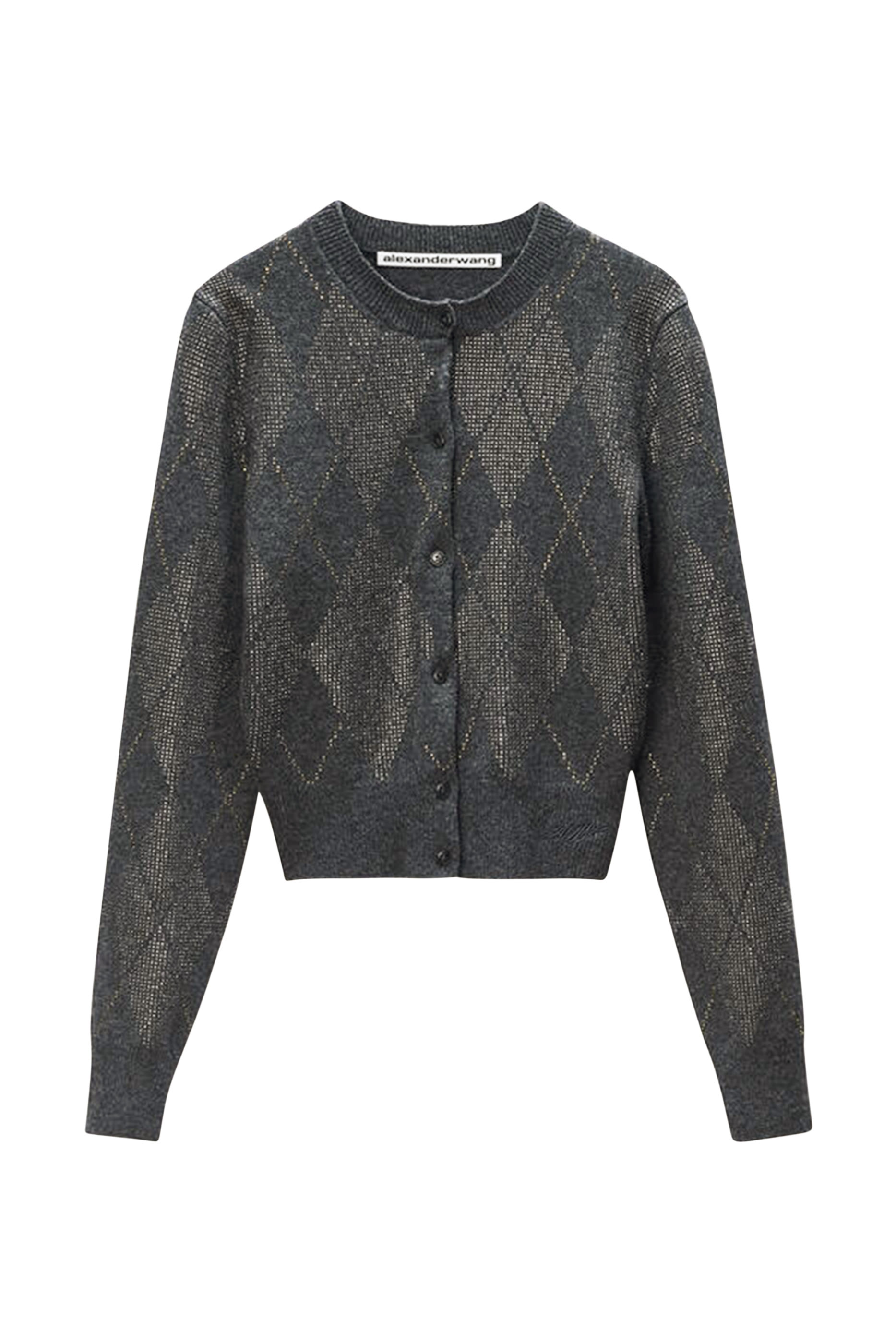  Crystal Hotfix Cropped Cardigan 