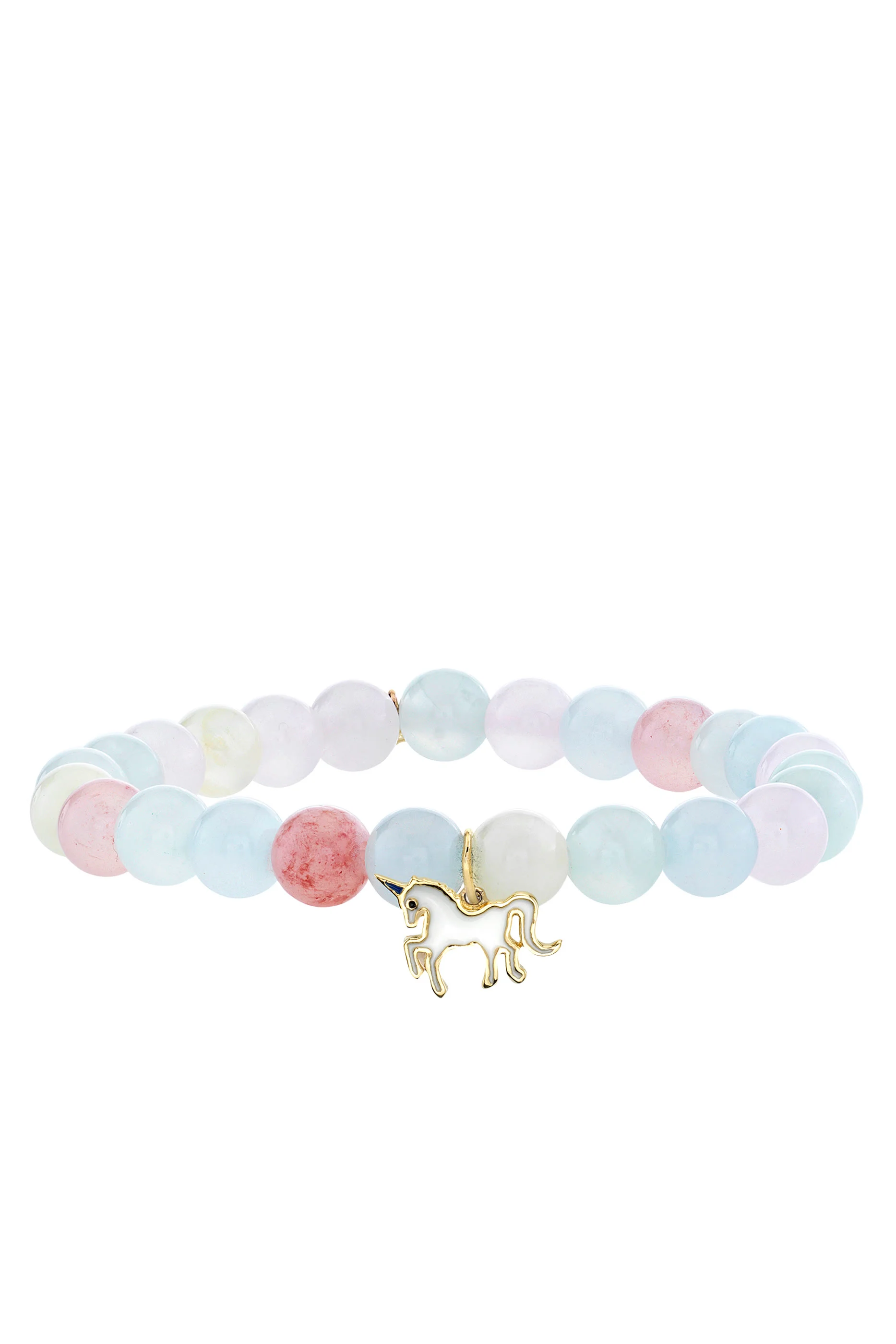 Kids Unicorn Bracelet, 14k Yellow Gold & Jade