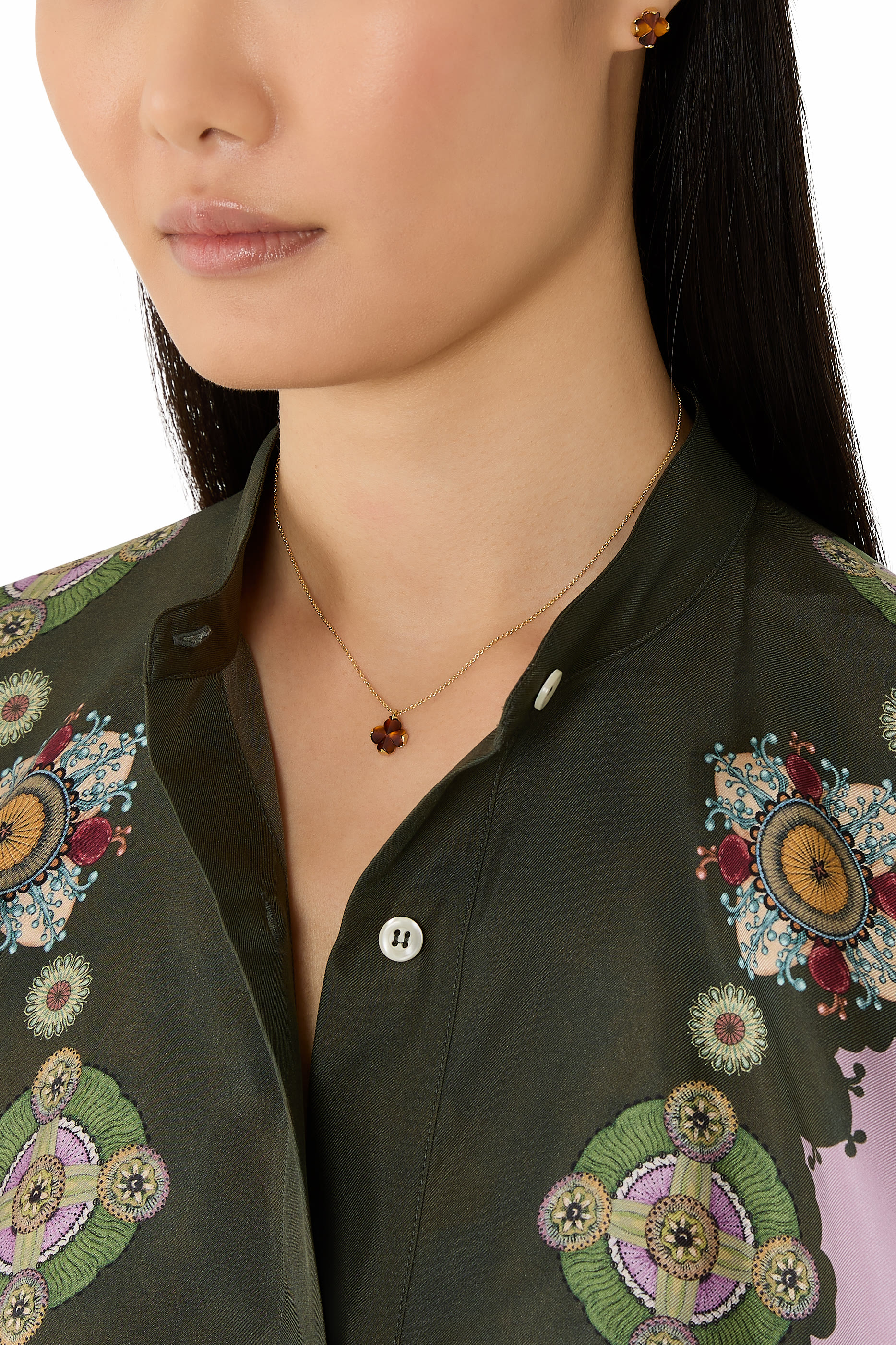 Spade Flower Studs Earrings, Acetate & Titanium Posts