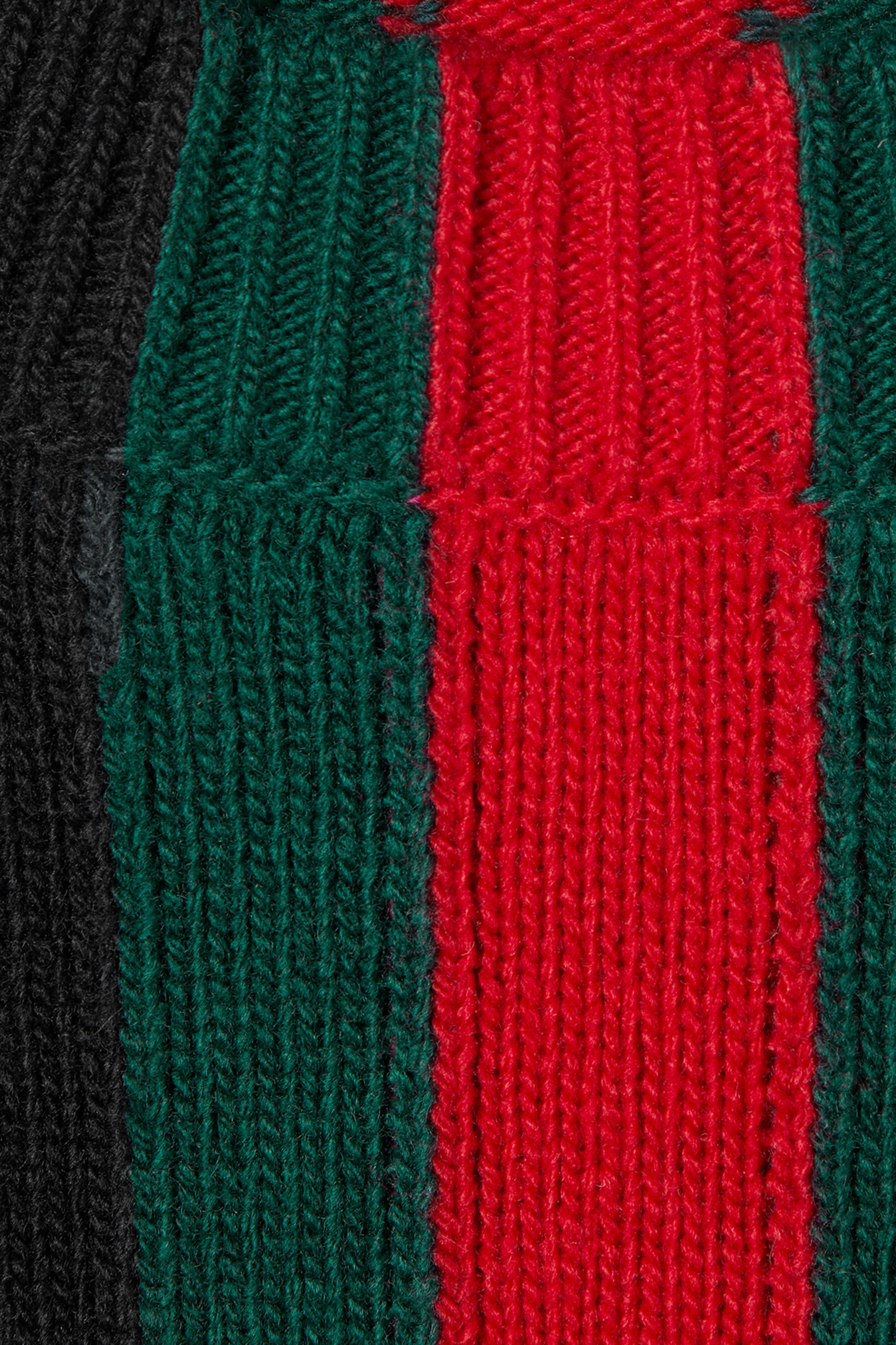 Web Intarsia Fine Knit Wool Sweater