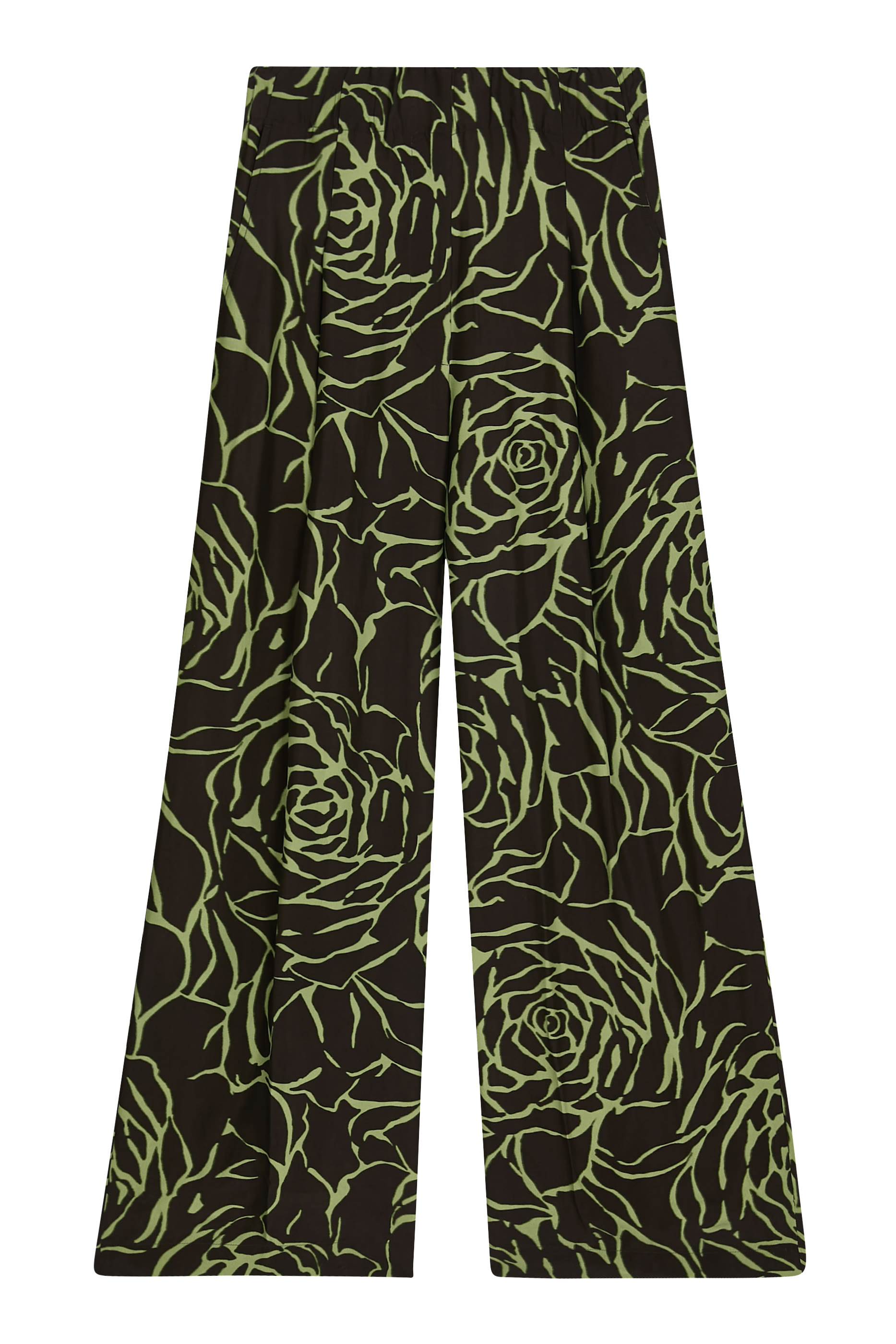 Pila Giant Couture Rose Print Pleated Wide-Leg Pants